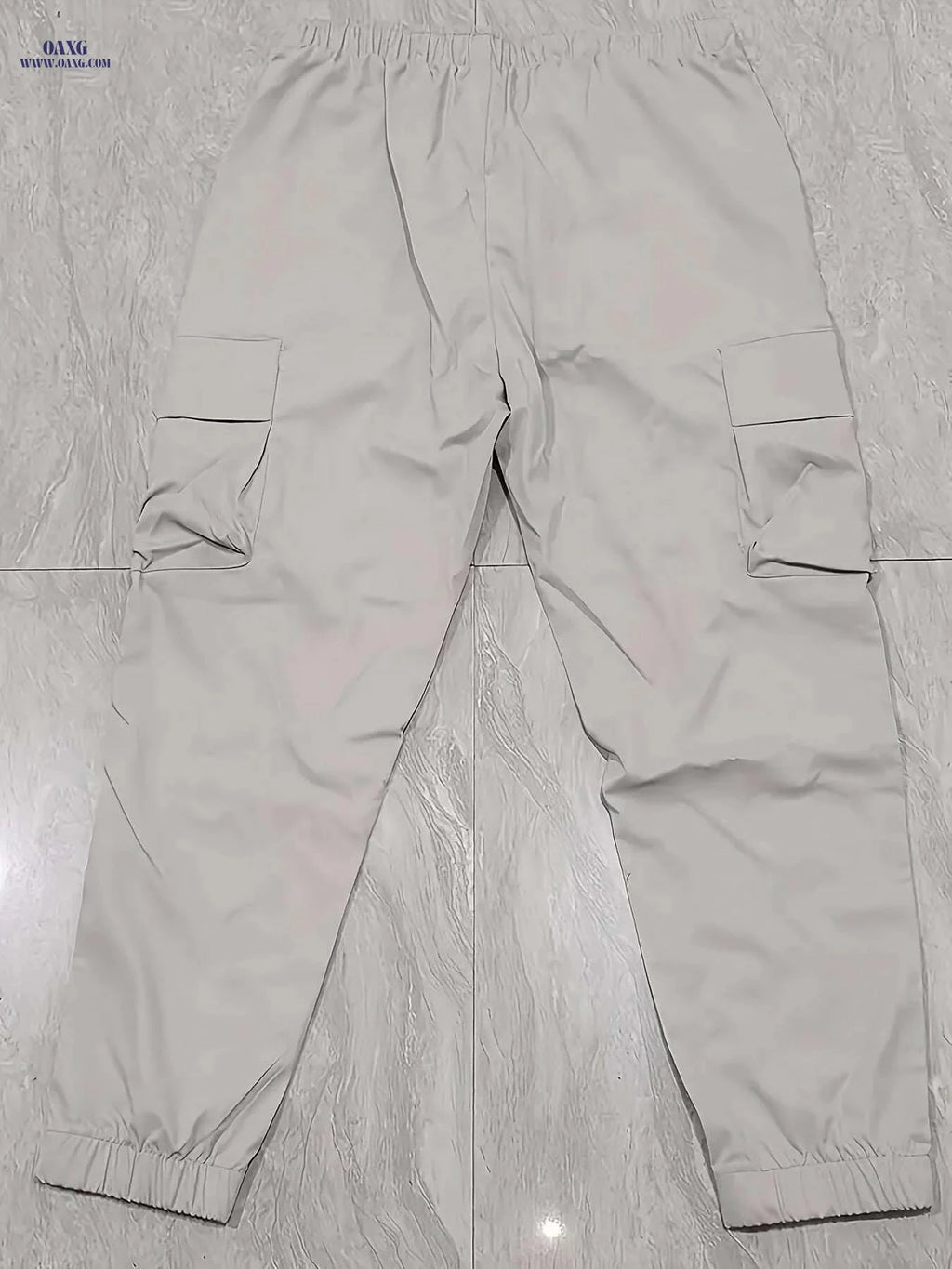 Men's Lightweight Cargo Joggers - Drawstring Waist & Flap Pockets   OAXG Light Grey / S
