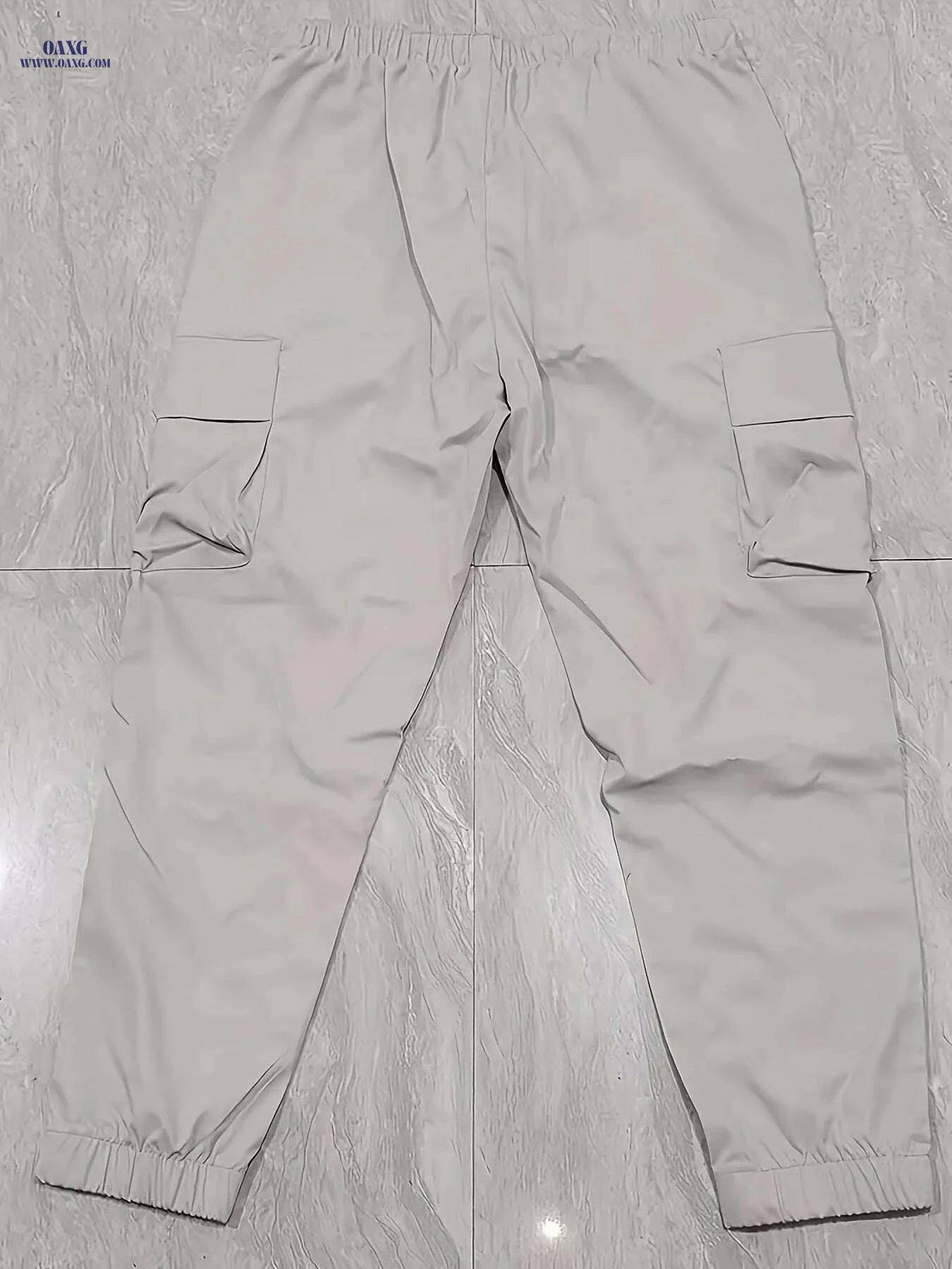 Men's Lightweight Cargo Joggers - Drawstring Waist & Flap Pockets   OAXG Light Grey / S
