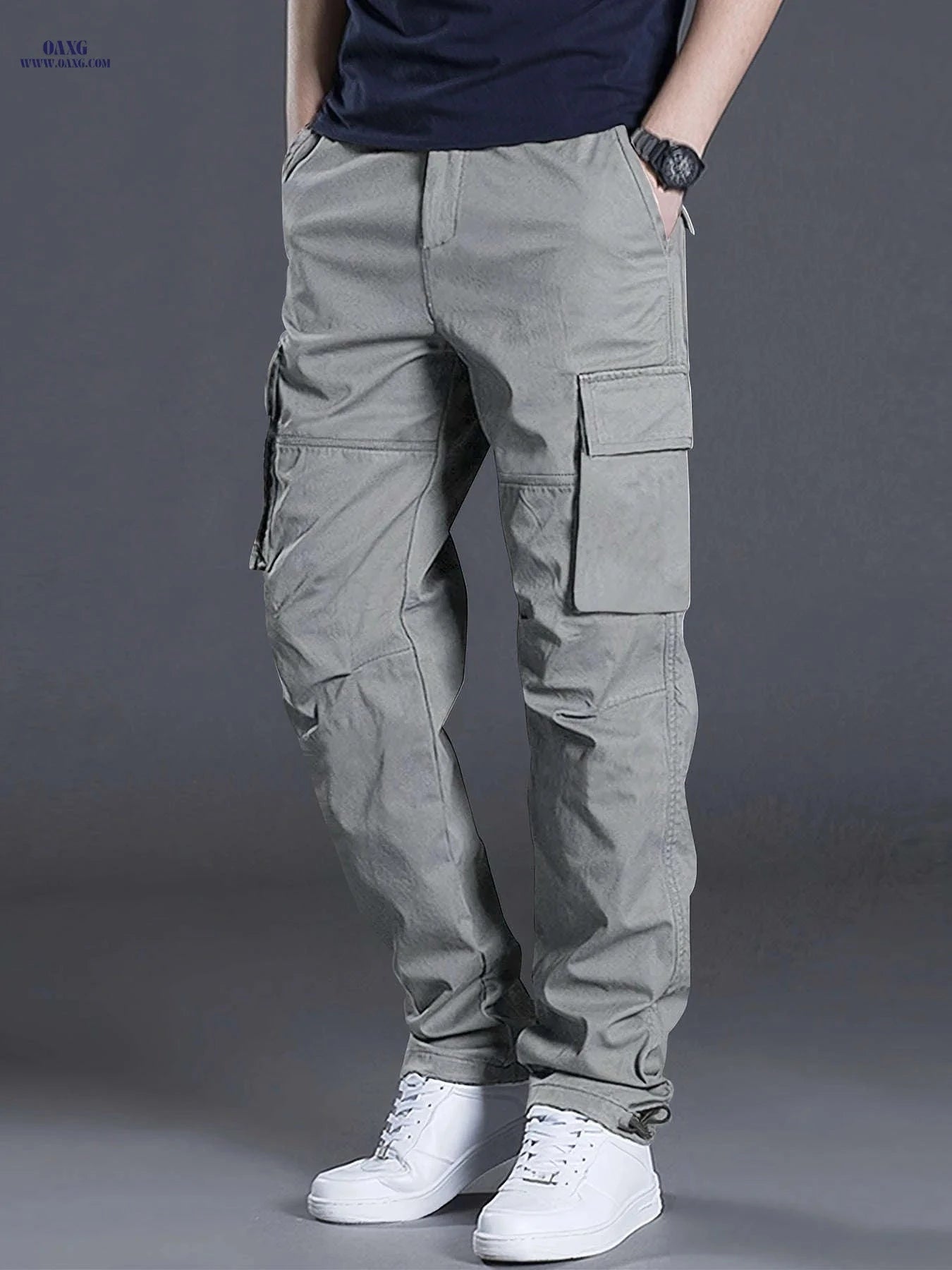 Men's Lightweight Cargo Pants - Adjustable, Multiple Pockets, Casual Fit   OAXG 