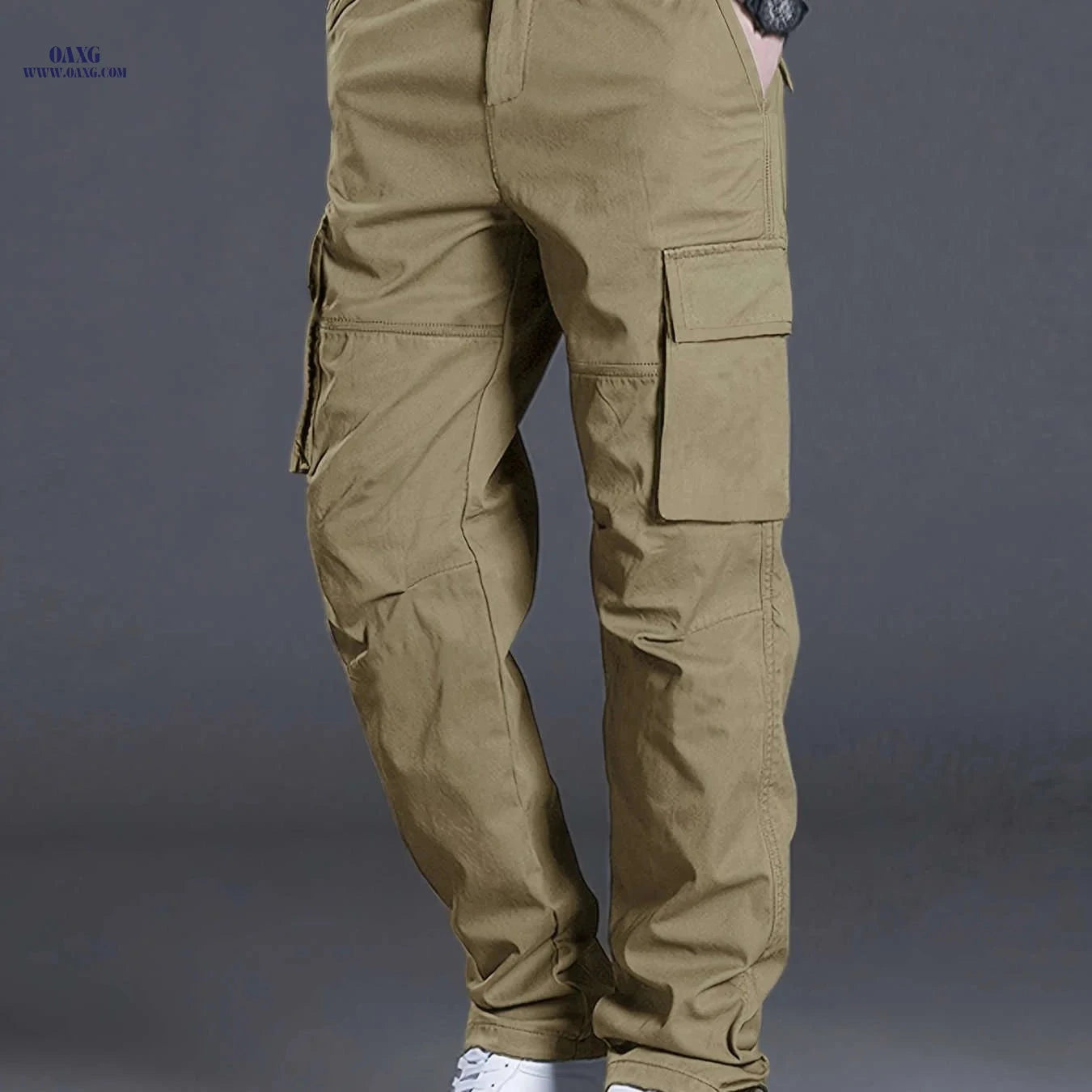 Men's Lightweight Cargo Pants - Adjustable, Multiple Pockets, Casual Fit   OAXG Black / FR S
