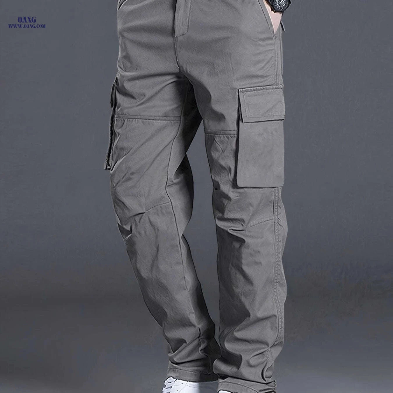 Men's Lightweight Cargo Pants - Adjustable, Multiple Pockets, Casual Fit   OAXG Black / FR S
