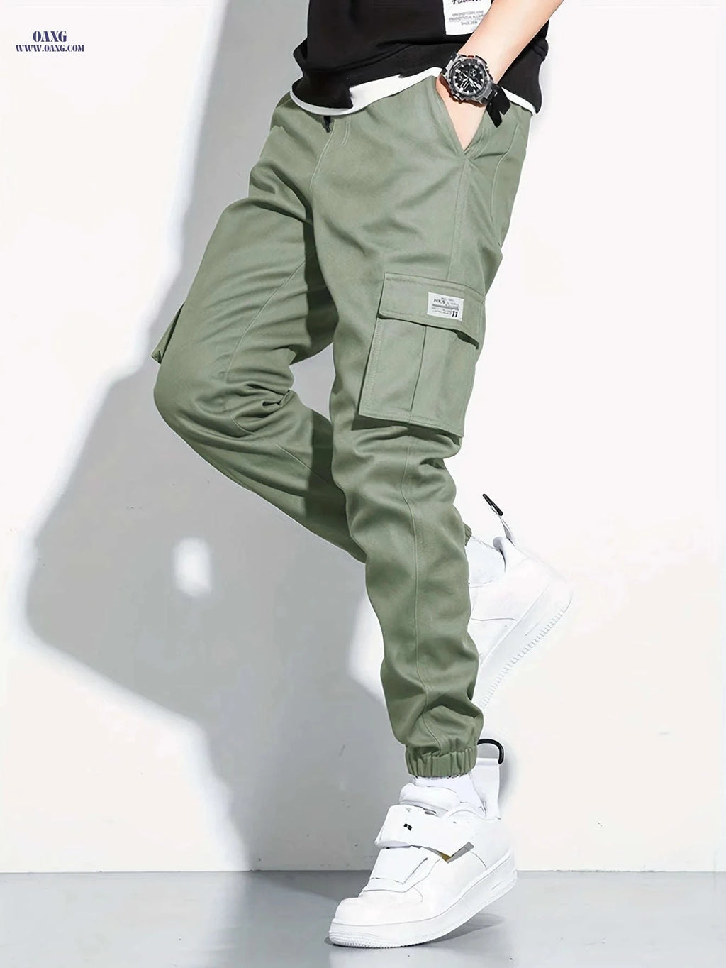 Men's Lightweight Cargo Pants - Durable Polyester, Multiple Pockets   OAXG Grey / FR XXS