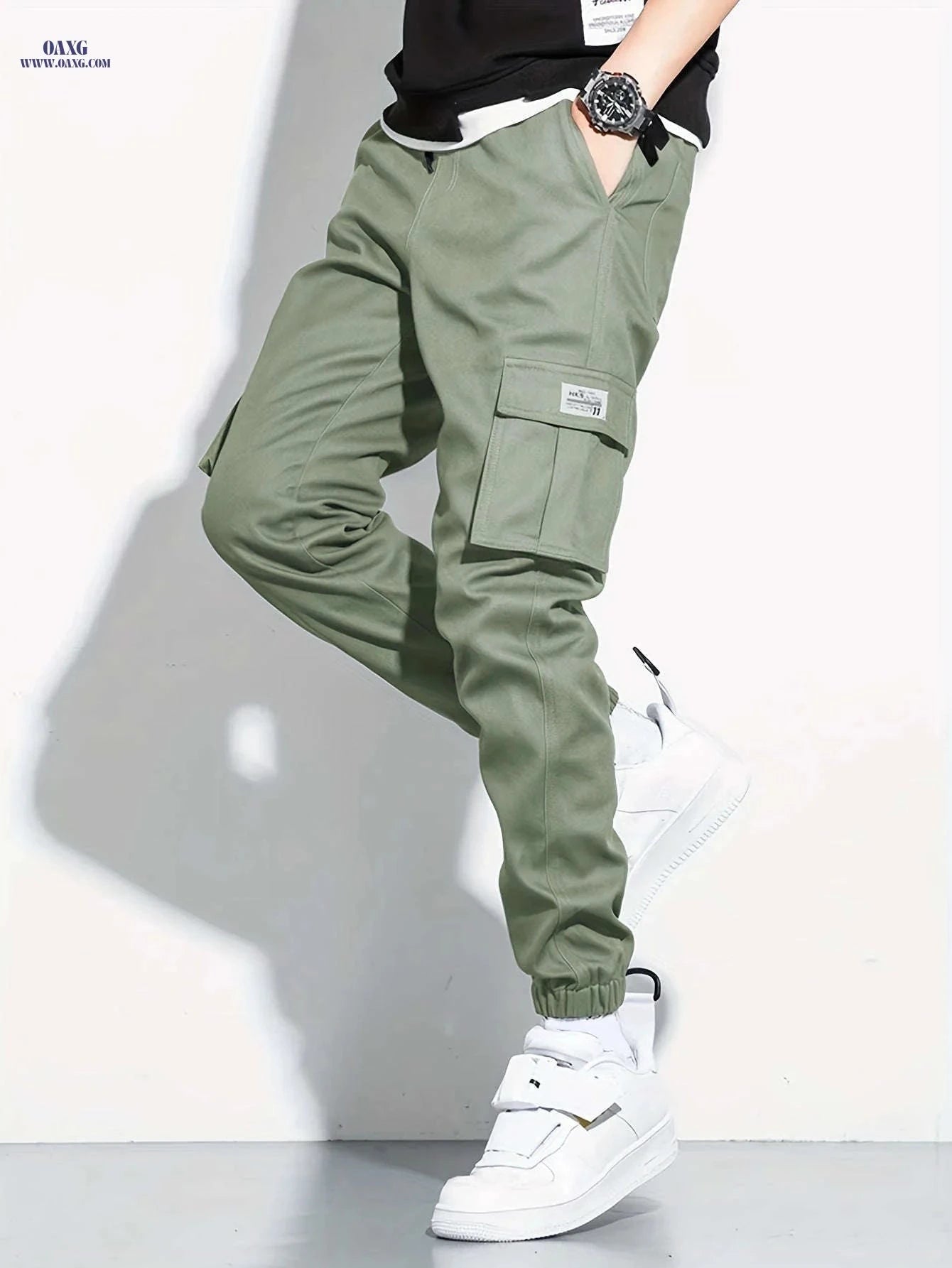 Men's Lightweight Cargo Pants - Durable Polyester, Multiple Pockets   OAXG Grey / FR XXS