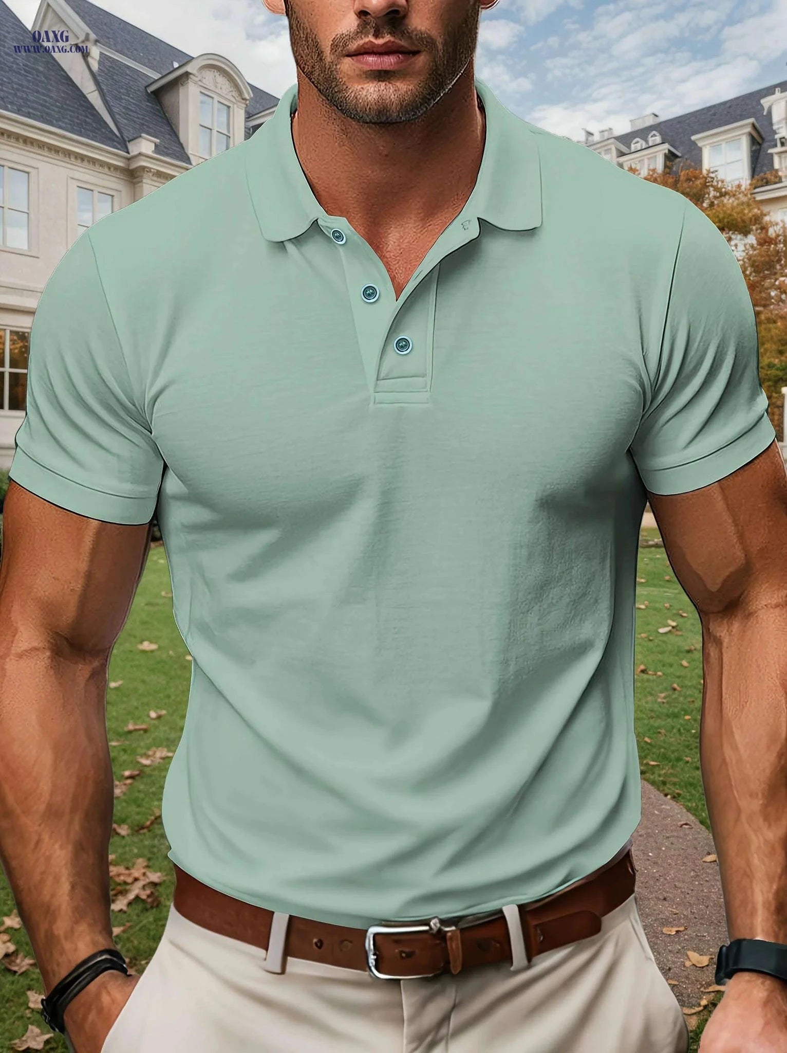 Men's Lightweight Casual Polo Shirt - Breathable Golf Top, Regular Fit   OAXG 