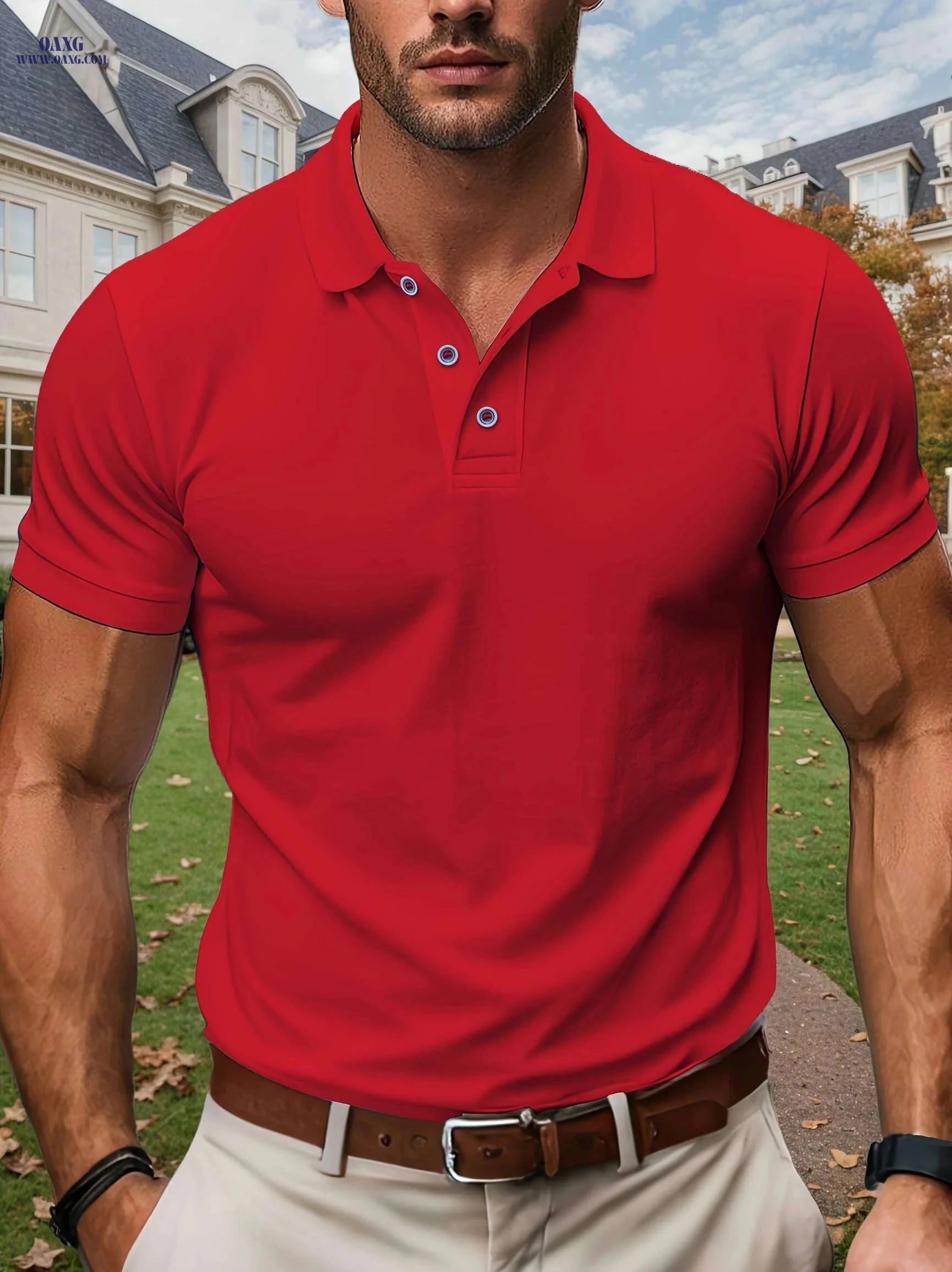 Men's Lightweight Casual Polo Shirt - Breathable Golf Top, Regular Fit   OAXG Pea Green Color / S