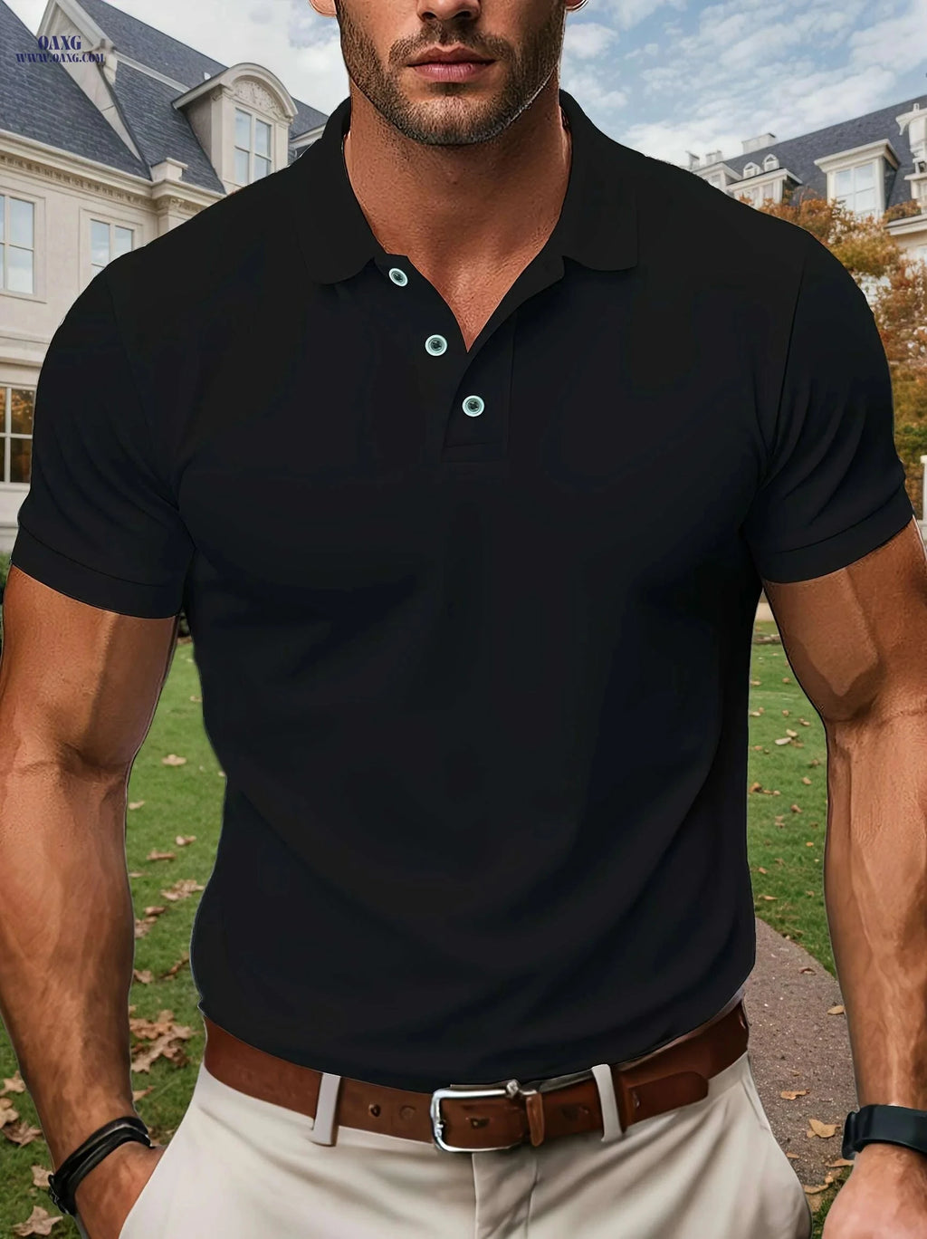Men's Lightweight Casual Polo Shirt - Breathable Golf Top, Regular Fit   OAXG Pea Green Color / S