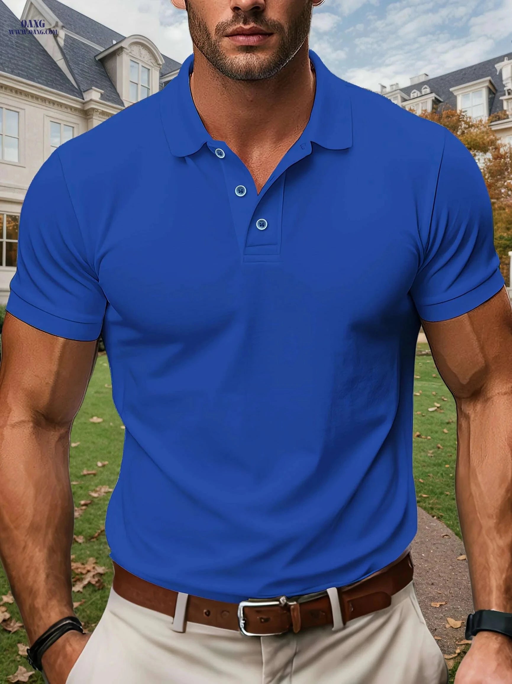 Men's Lightweight Casual Polo Shirt - Breathable Golf Top, Regular Fit   OAXG 