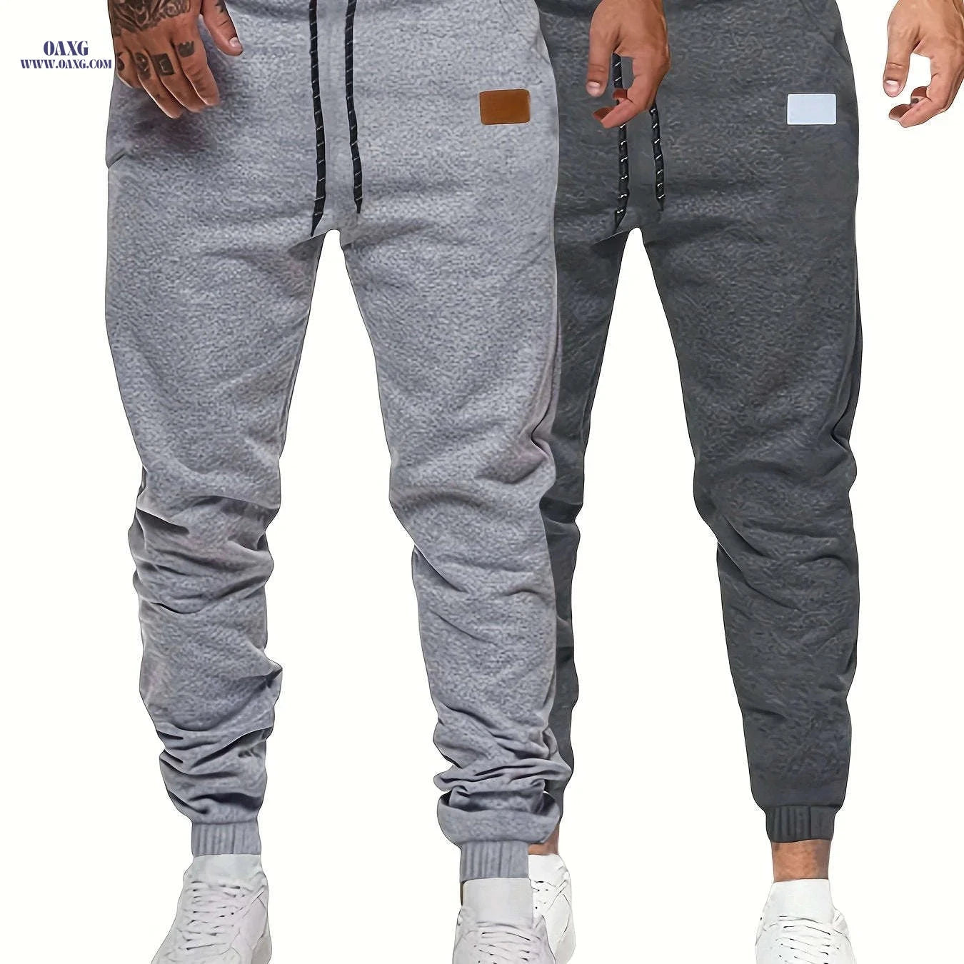 Men's Lightweight Drawstring Jogging Pants - Solid Color Sports Style   OAXG 