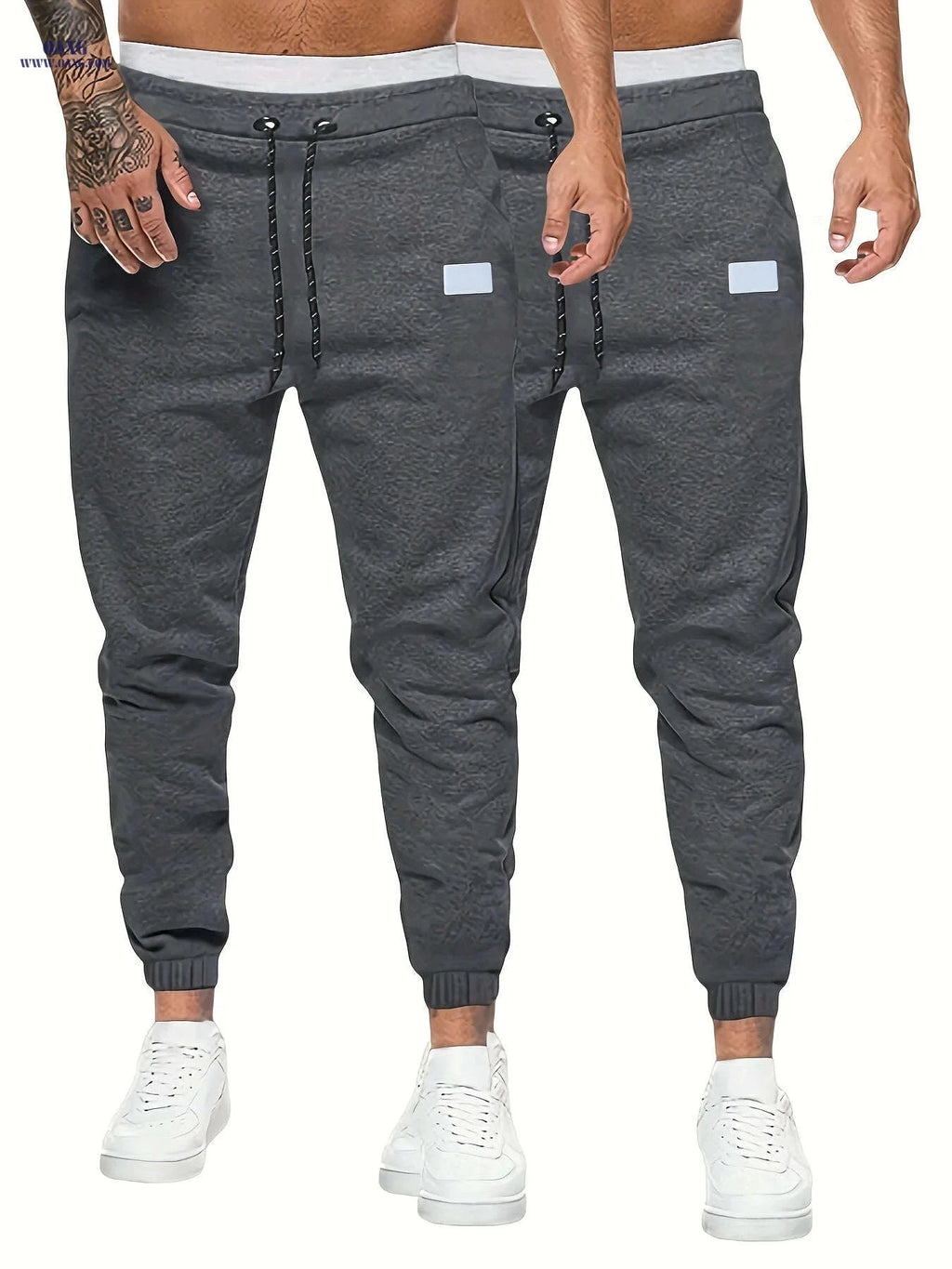 Men's Lightweight Drawstring Jogging Pants - Solid Color Sports Style   OAXG 