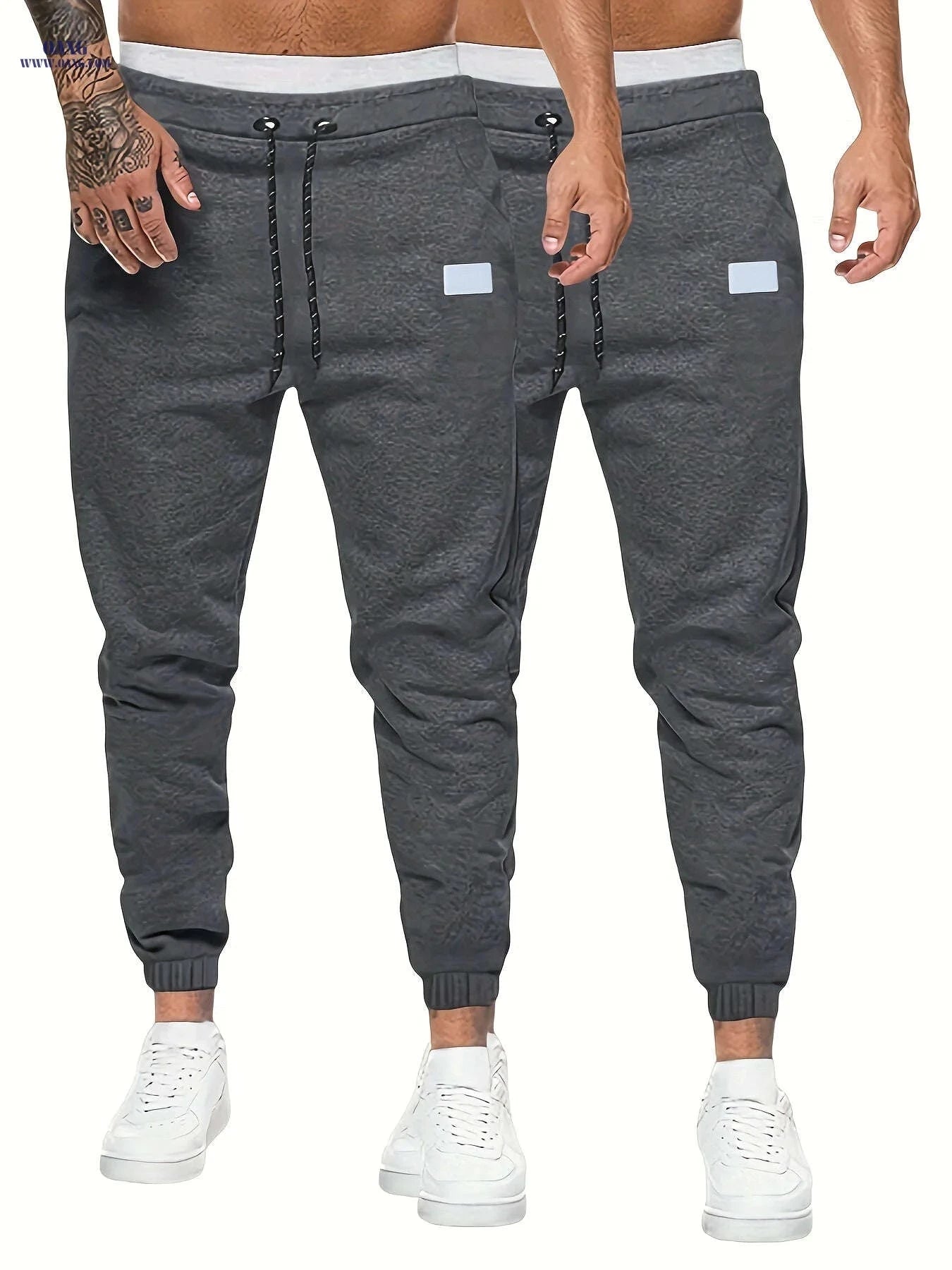Men's Lightweight Drawstring Jogging Pants - Solid Color Sports Style   OAXG 
