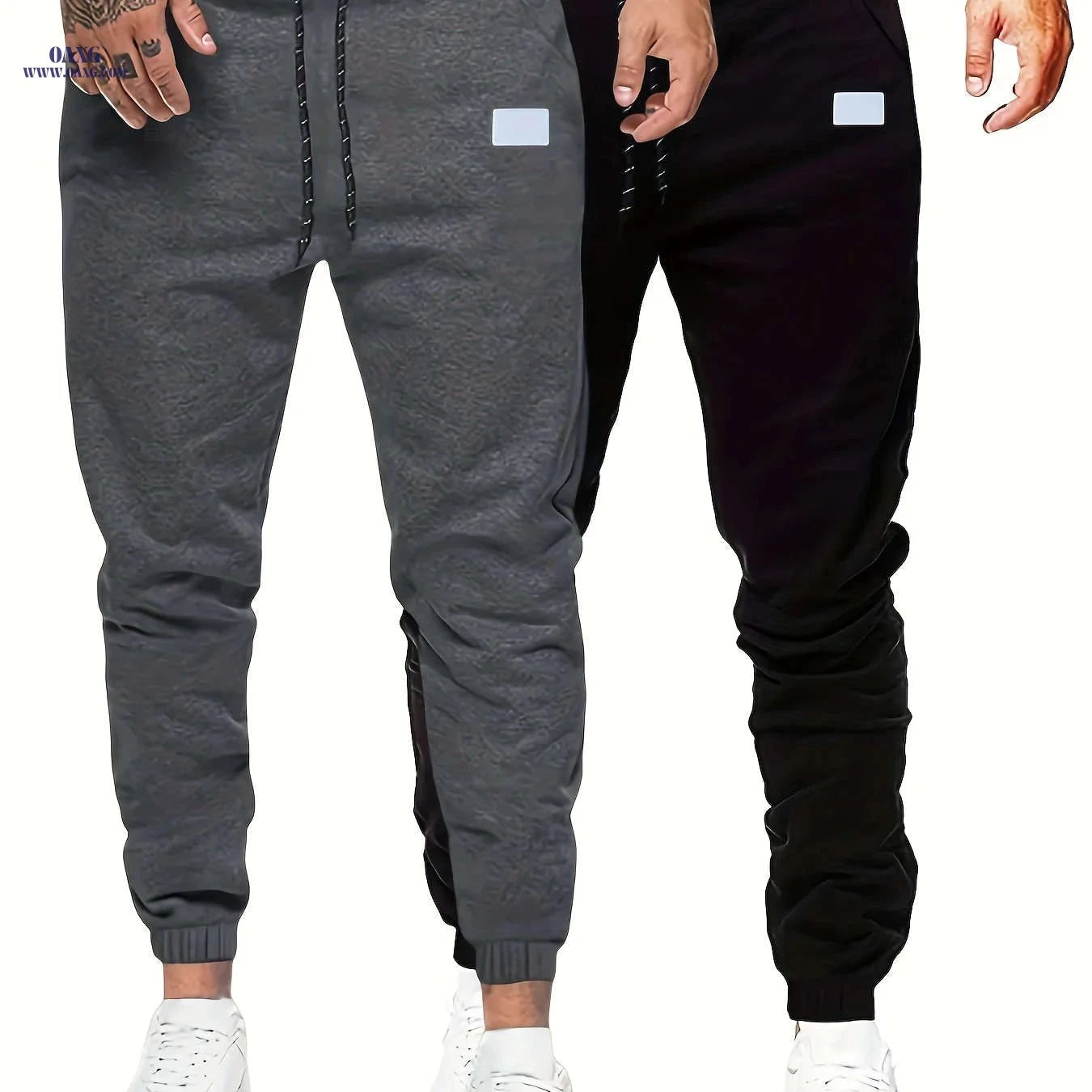 Men's Lightweight Drawstring Jogging Pants - Solid Color Sports Style   OAXG Light Grey / FR S