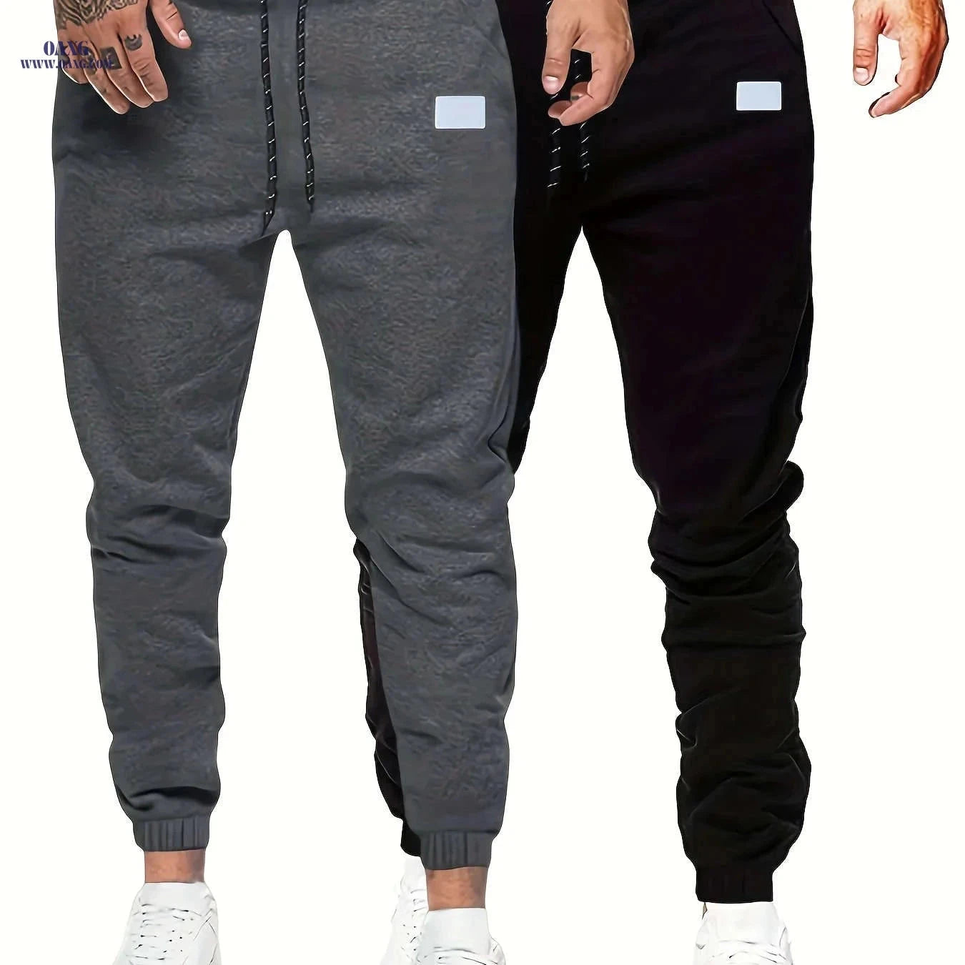 Men's Lightweight Drawstring Jogging Pants - Solid Color Sports Style   OAXG Light Grey / FR S