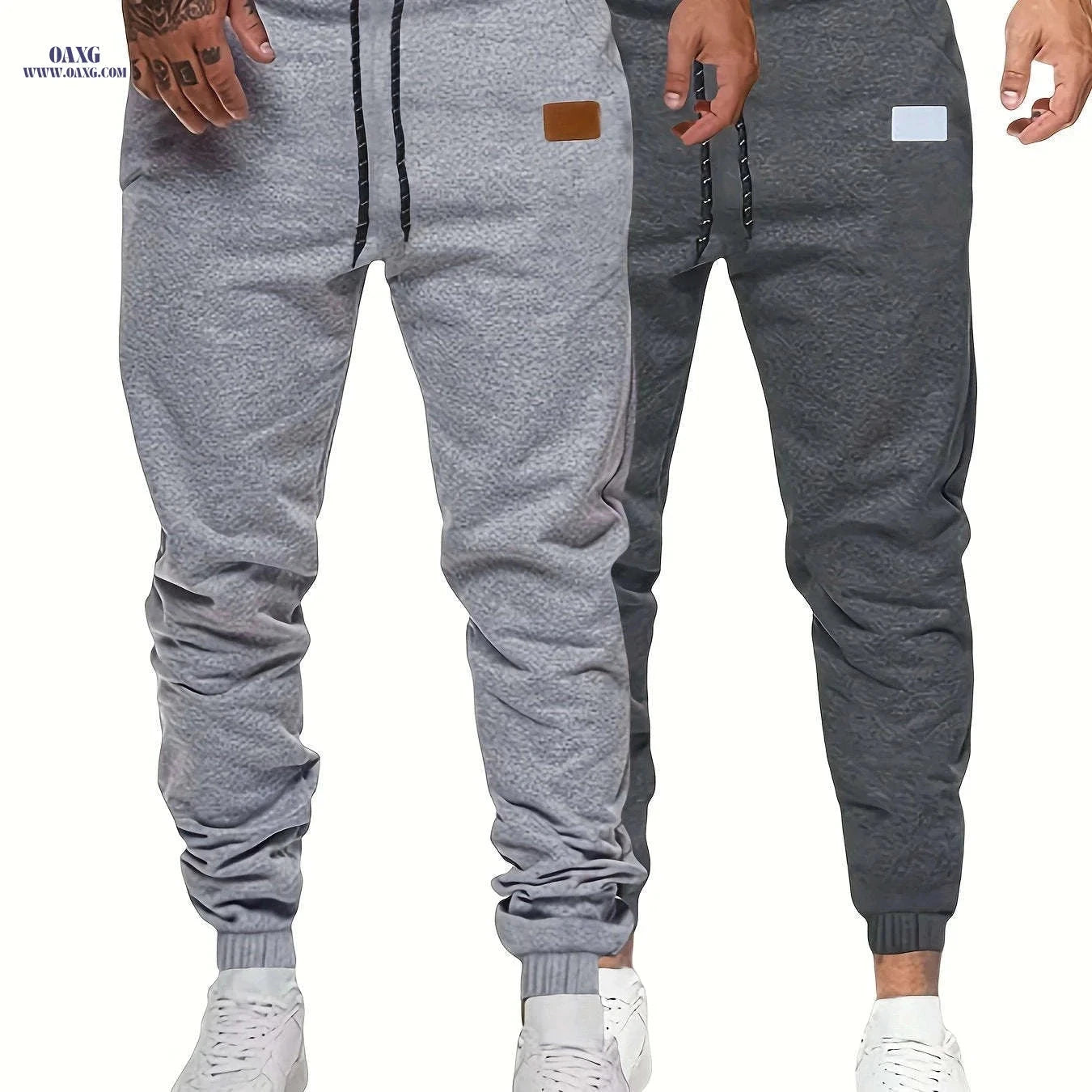 Men's Lightweight Drawstring Jogging Pants - Solid Color Sports Style   OAXG Light Grey / FR S