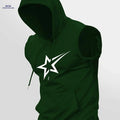 Men's Lightweight Green Hooded Tank Top - Breathable Polyester Vest   OAXG Dark Green / S