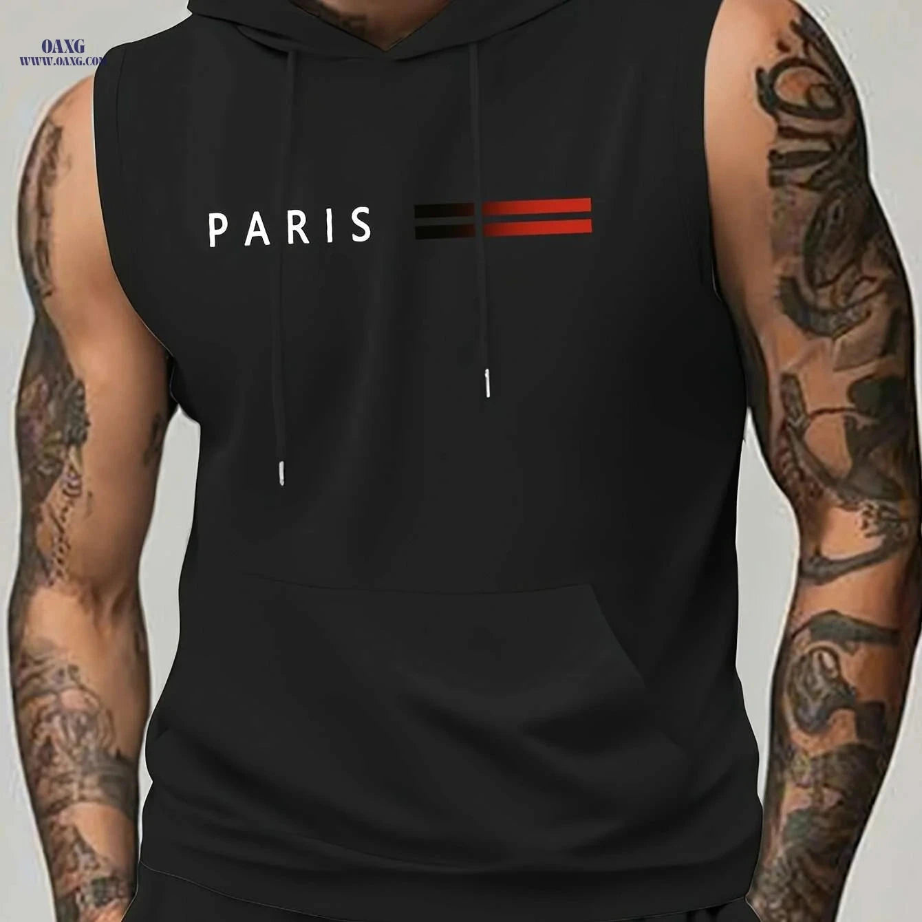 Men's Lightweight Hooded Muscle Tank - Breathable Sleeveless Workout Top   OAXG 
