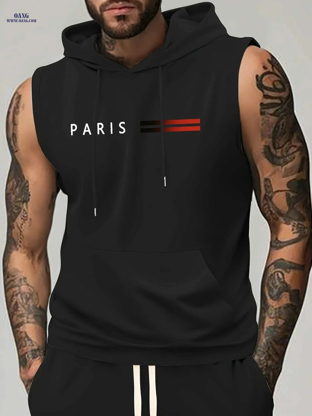 Men's Lightweight Hooded Muscle Tank - Breathable Sleeveless Workout Top   OAXG 