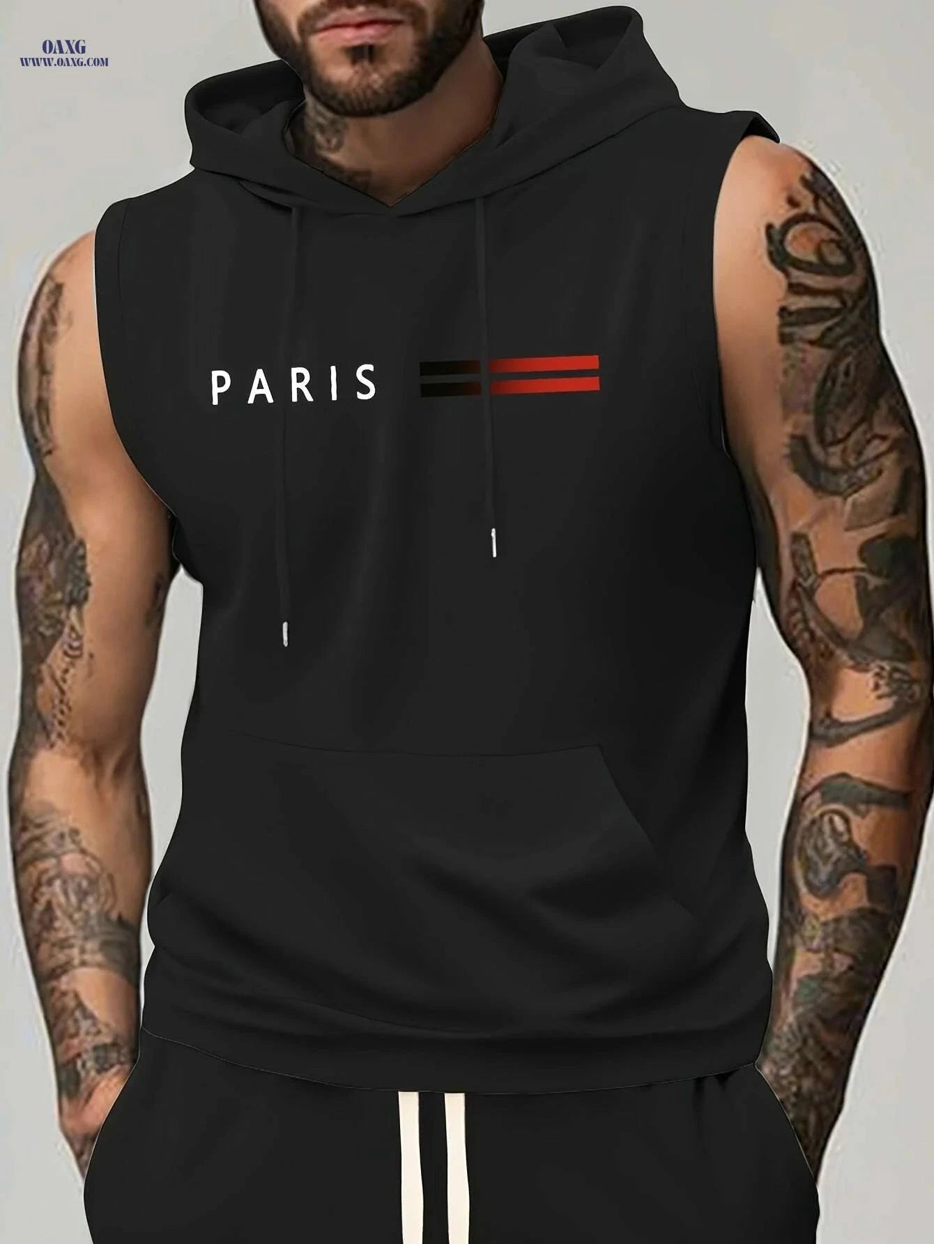 Men's Lightweight Hooded Muscle Tank - Breathable Sleeveless Workout Top   OAXG 