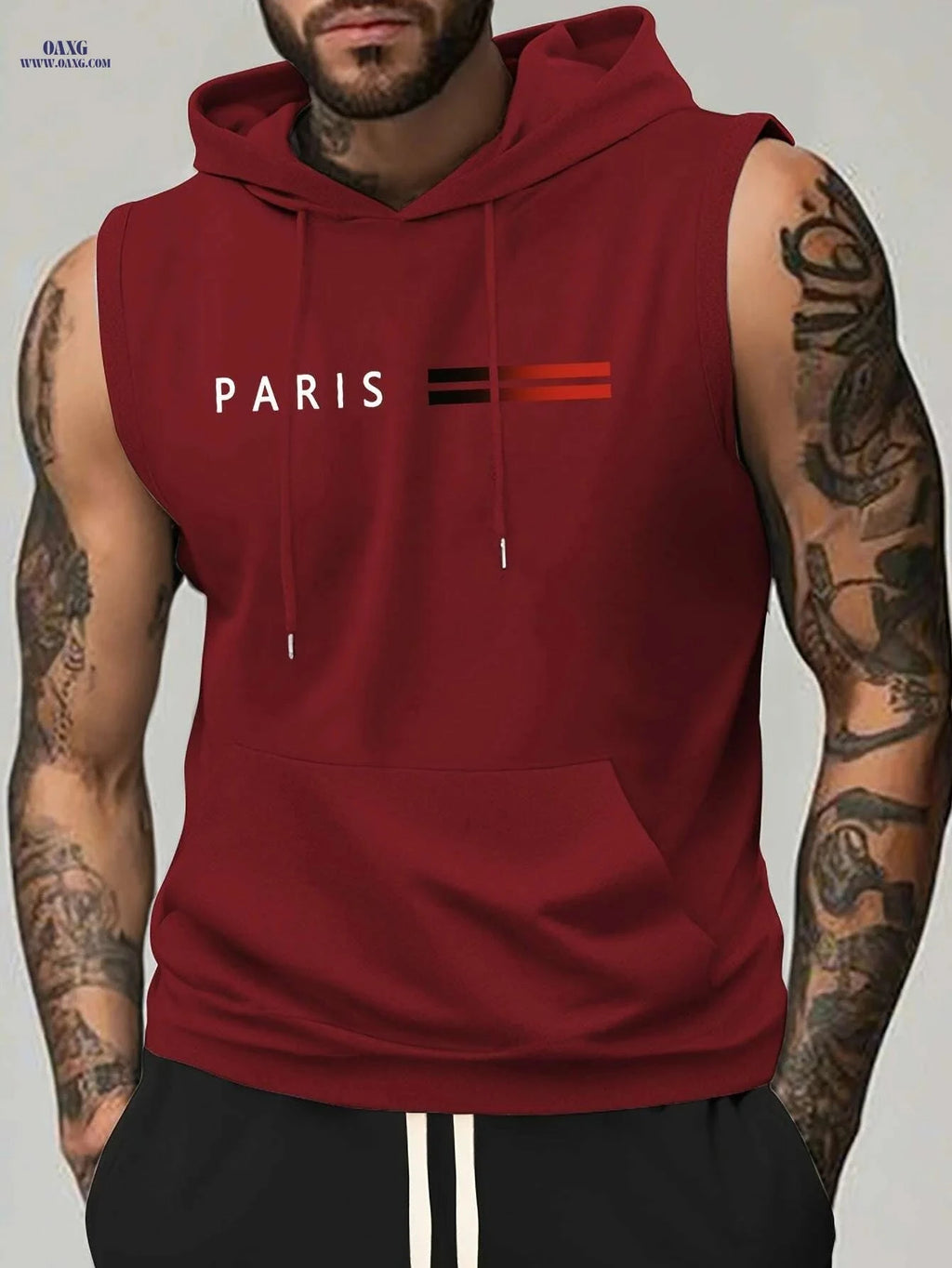 Men's Lightweight Hooded Muscle Tank - Breathable Sleeveless Workout Top   OAXG 