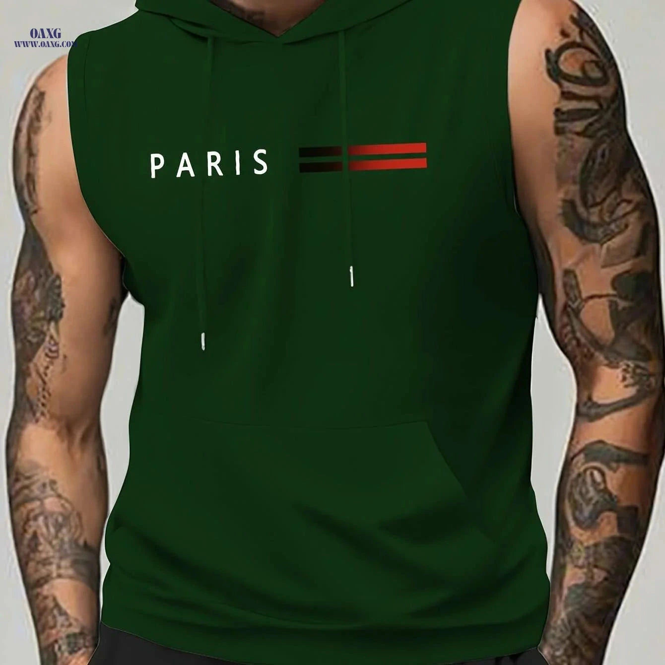 Men's Lightweight Hooded Muscle Tank - Breathable Sleeveless Workout Top   OAXG crimson / S