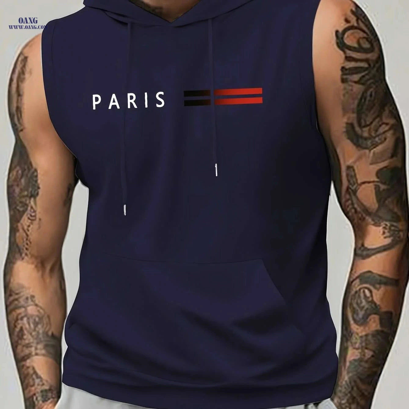 Men's Lightweight Hooded Muscle Tank - Breathable Sleeveless Workout Top   OAXG crimson / S