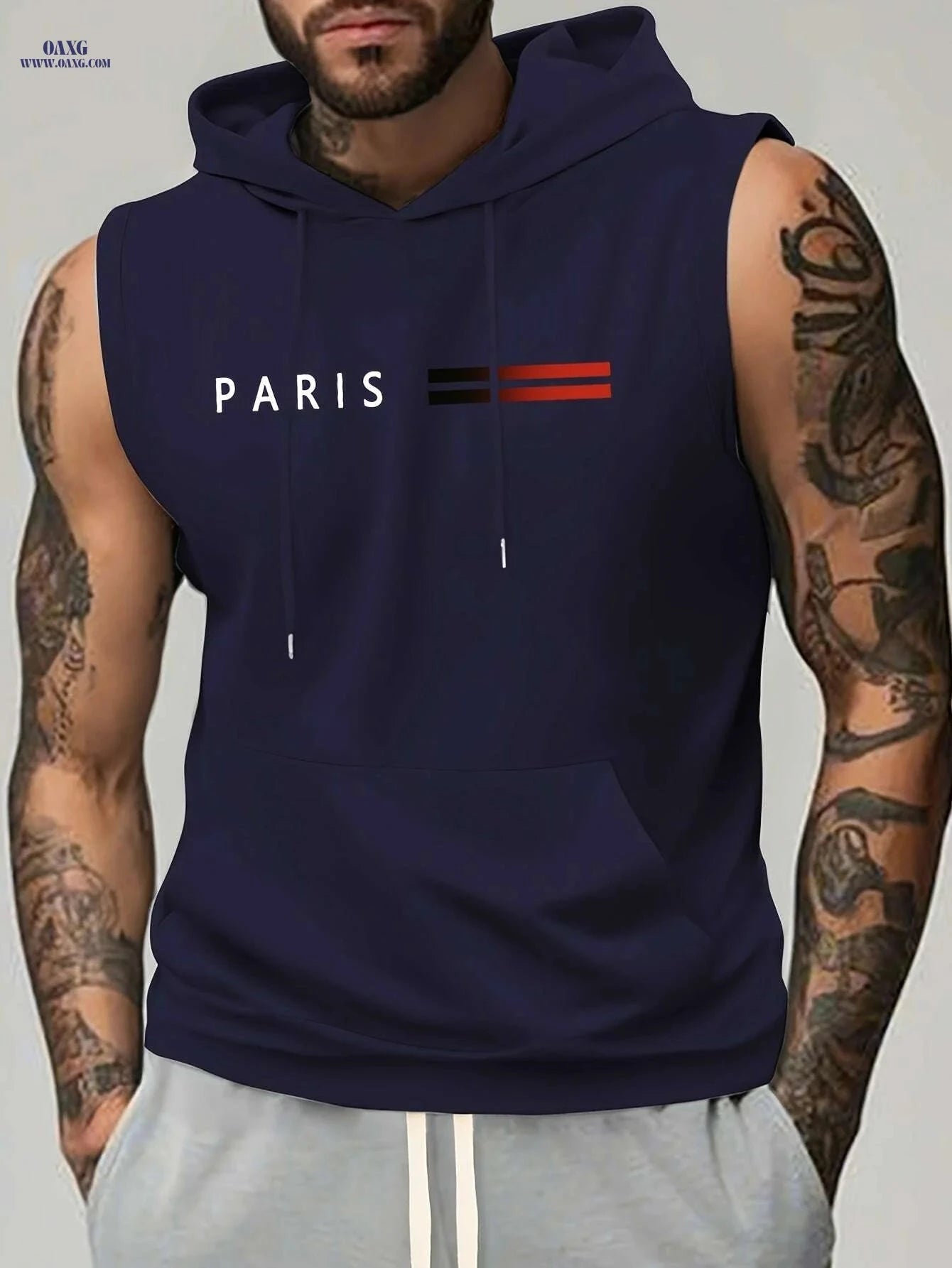 Men's Lightweight Hooded Muscle Tank - Breathable Sleeveless Workout Top   OAXG crimson / S