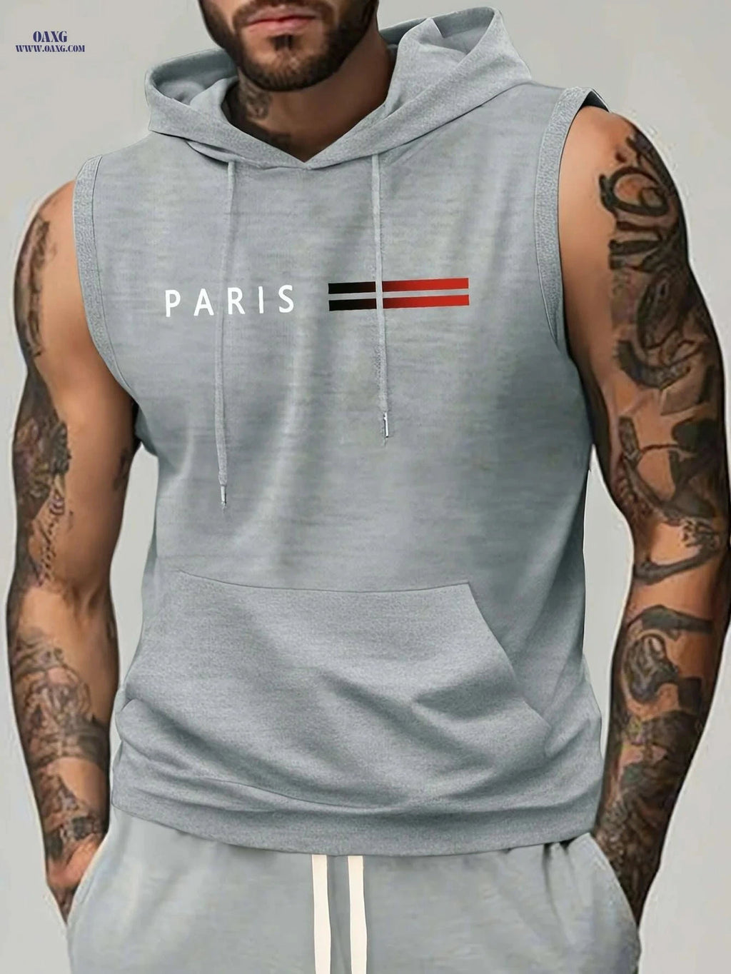 Men's Lightweight Hooded Muscle Tank - Breathable Sleeveless Workout Top   OAXG 