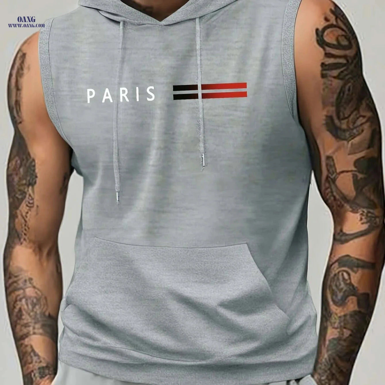 Men's Lightweight Hooded Muscle Tank - Breathable Sleeveless Workout Top   OAXG 