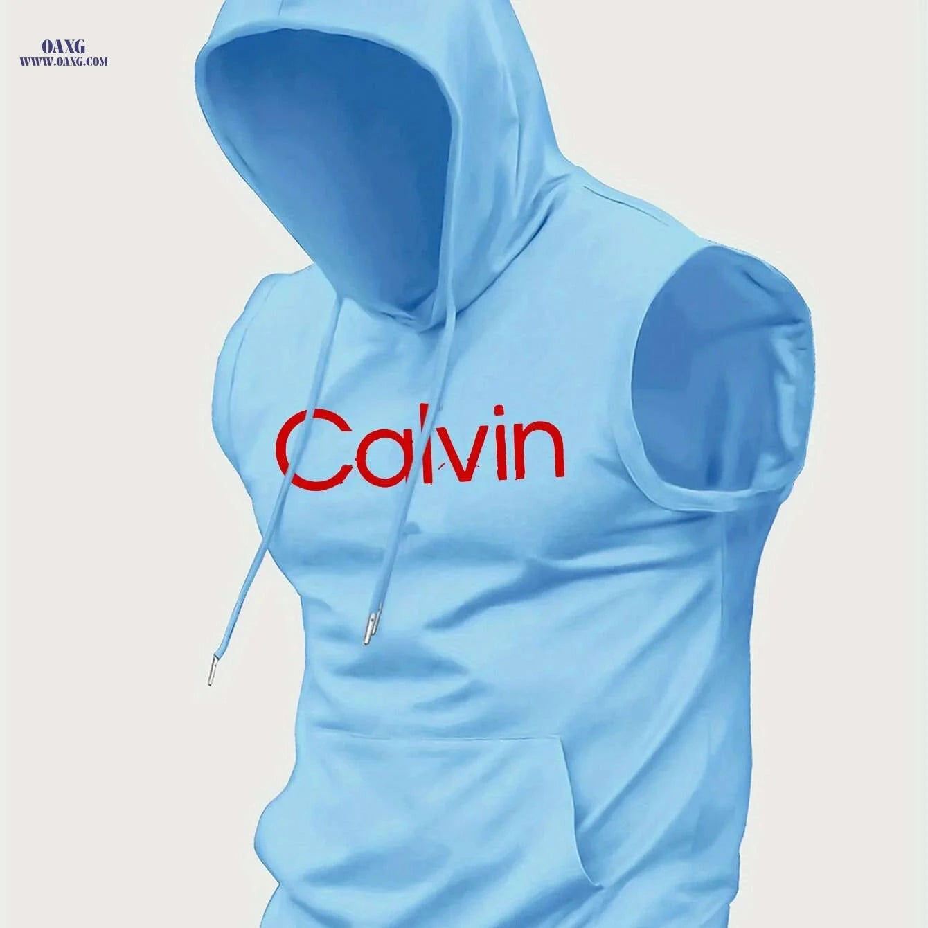 Men's Lightweight Hooded Tank Top - Breathable Casual Gym Shirt   OAXG Light Blue / S