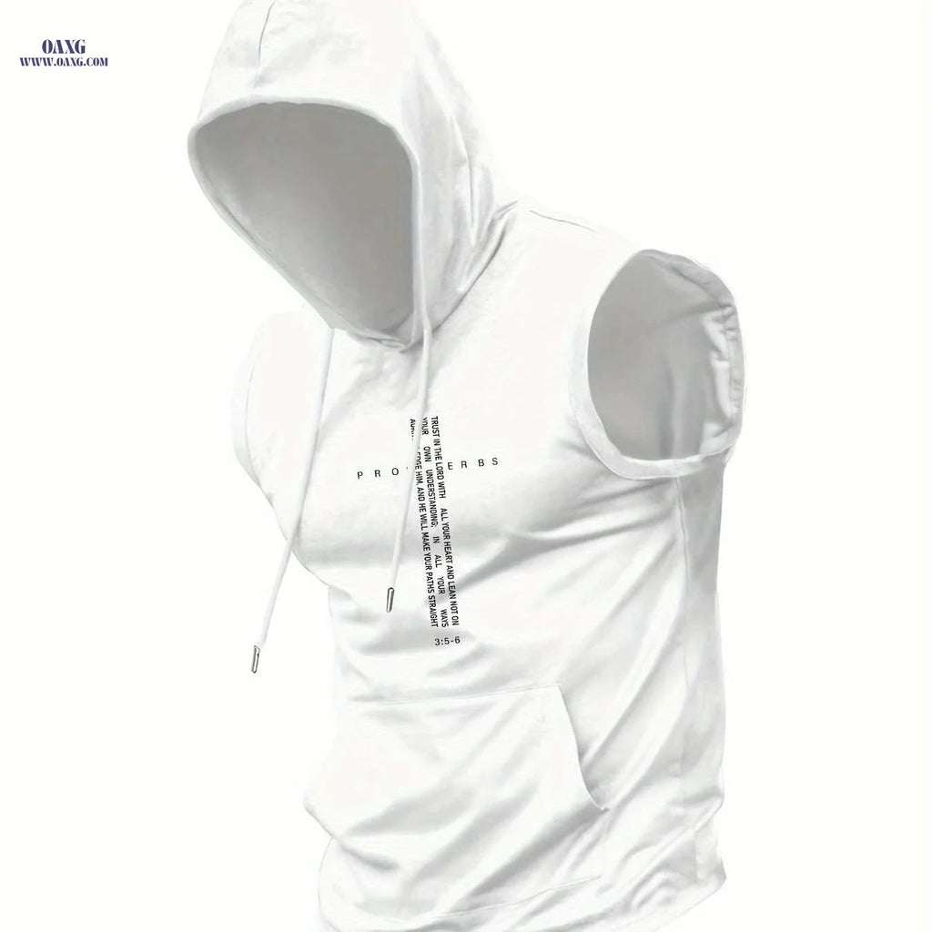 Men's Lightweight Hooded Tank Top - Quick-Dry Sportswear for Summer   OAXG White / S