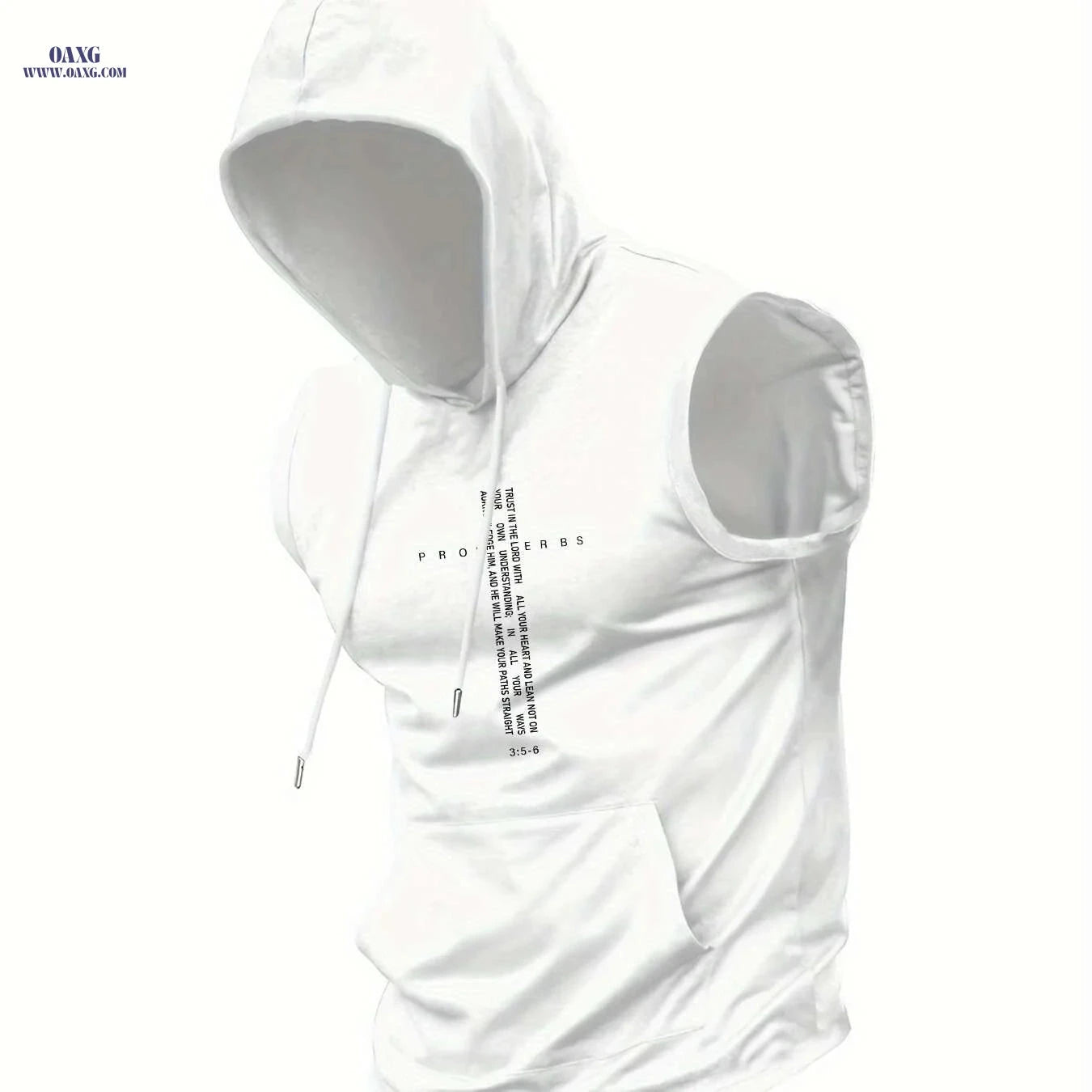 Men's Lightweight Hooded Tank Top - Quick-Dry Sportswear for Summer   OAXG White / S
