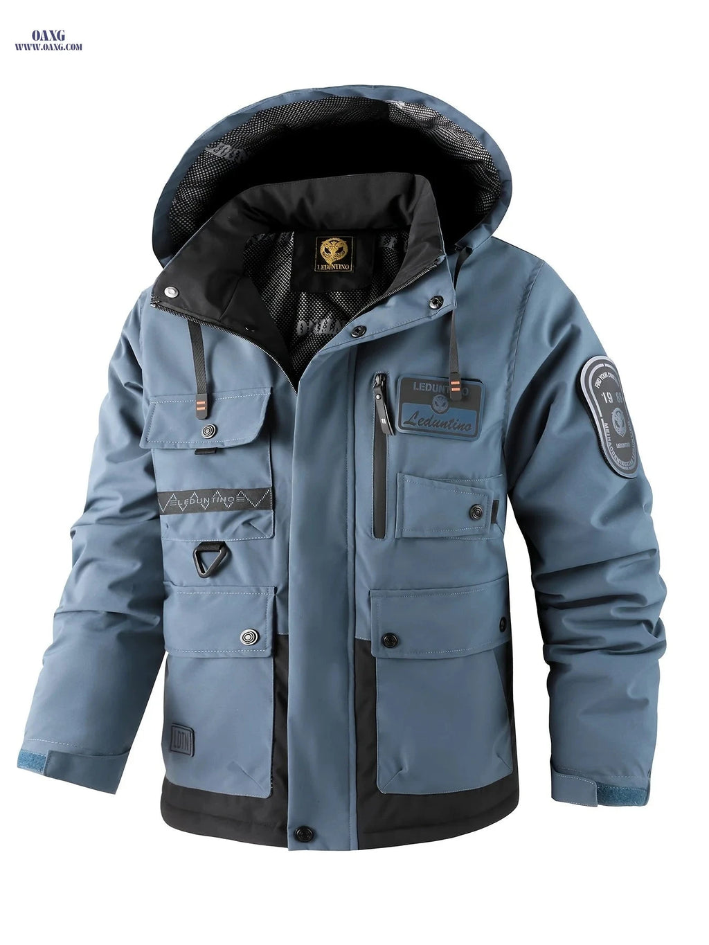Men's Lightweight Hooded Workwear Jacket - Multi-Pocket, Zipper Design   OAXG White / FR XS