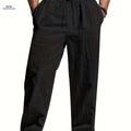 Men's Lightweight Linen Casual Pants - Loose Fit, Machine Washable   OAXG Black / FR S