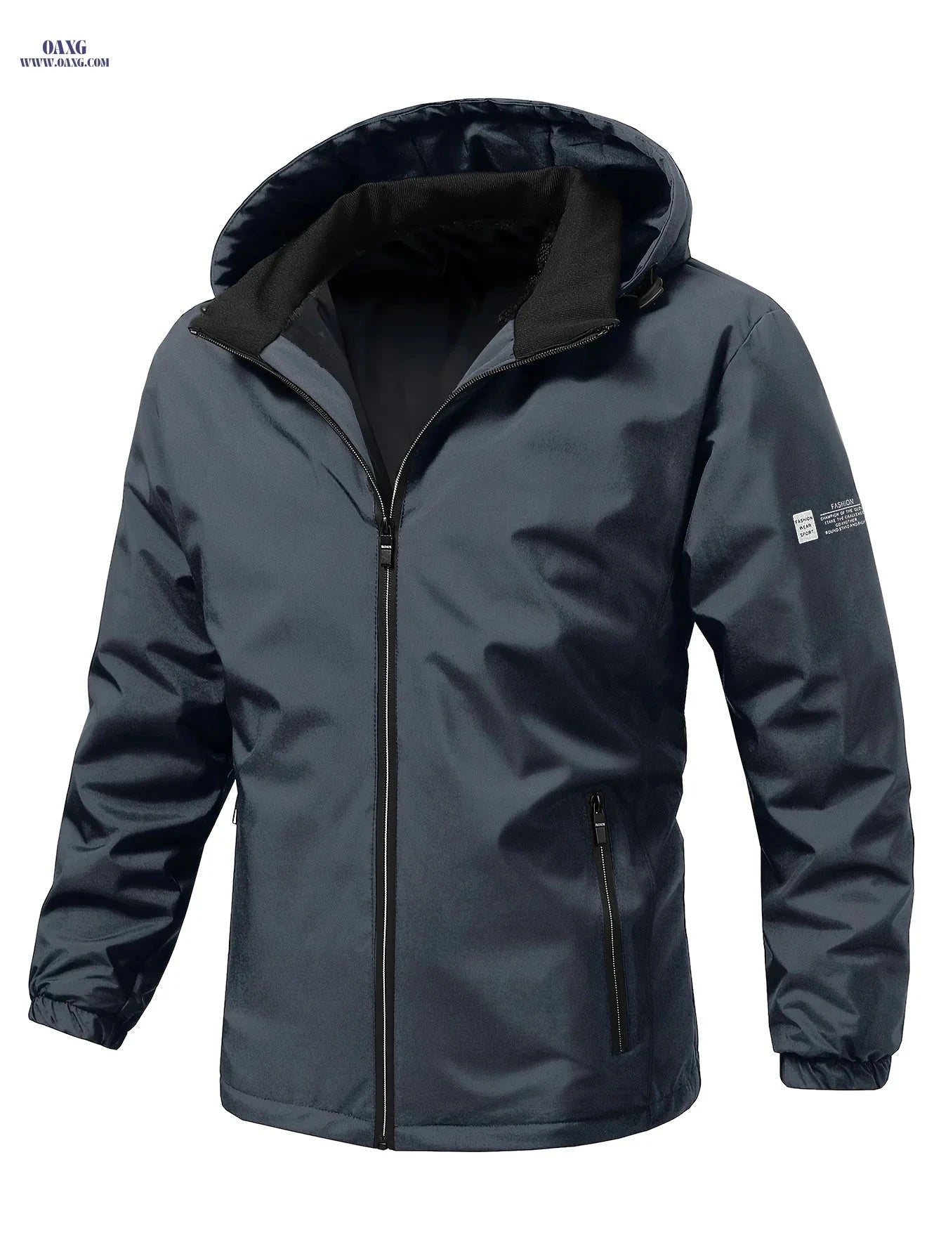 Men's Lightweight Outdoor Windbreaker Jacket - Stylish Zip-Up with Hood   OAXG 