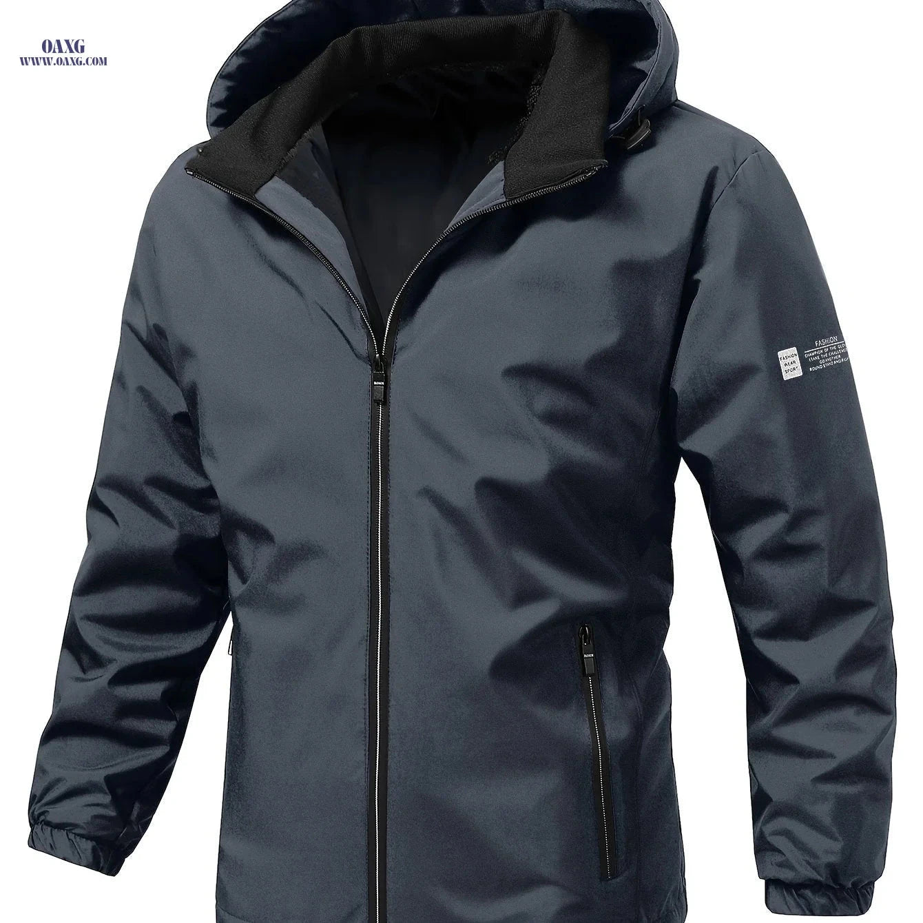 Men's Lightweight Outdoor Windbreaker Jacket - Stylish Zip-Up with Hood   OAXG 