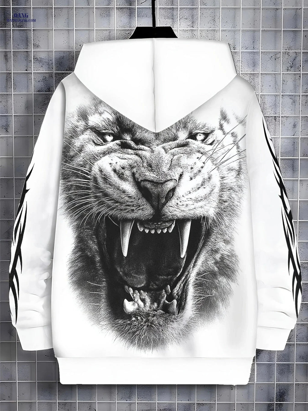 Men's Lightweight Polyester Sweatshirt - 3D Tiger Print Design   OAXG 
