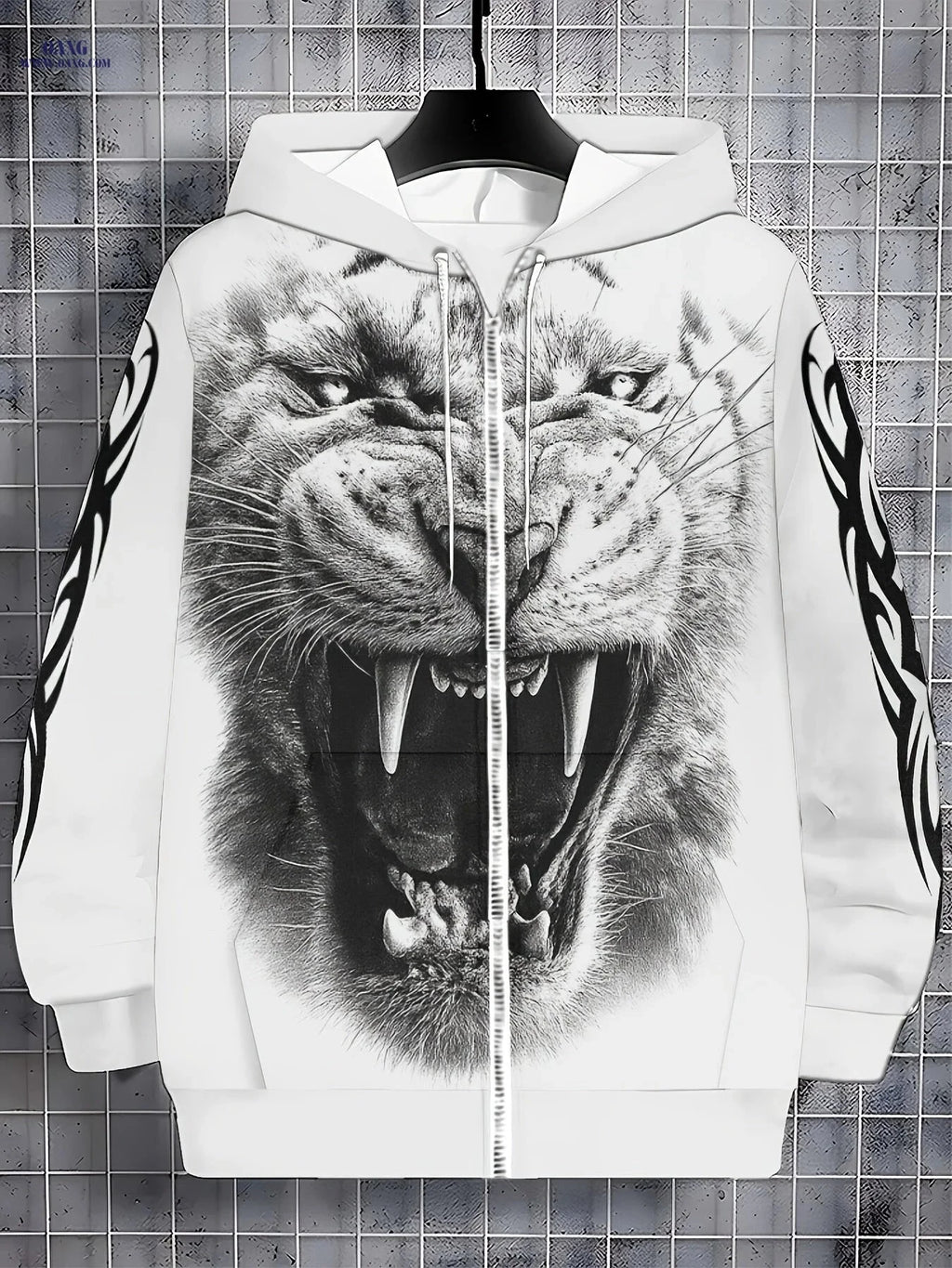 Men's Lightweight Polyester Sweatshirt - 3D Tiger Print Design   OAXG Multicolor / FR M