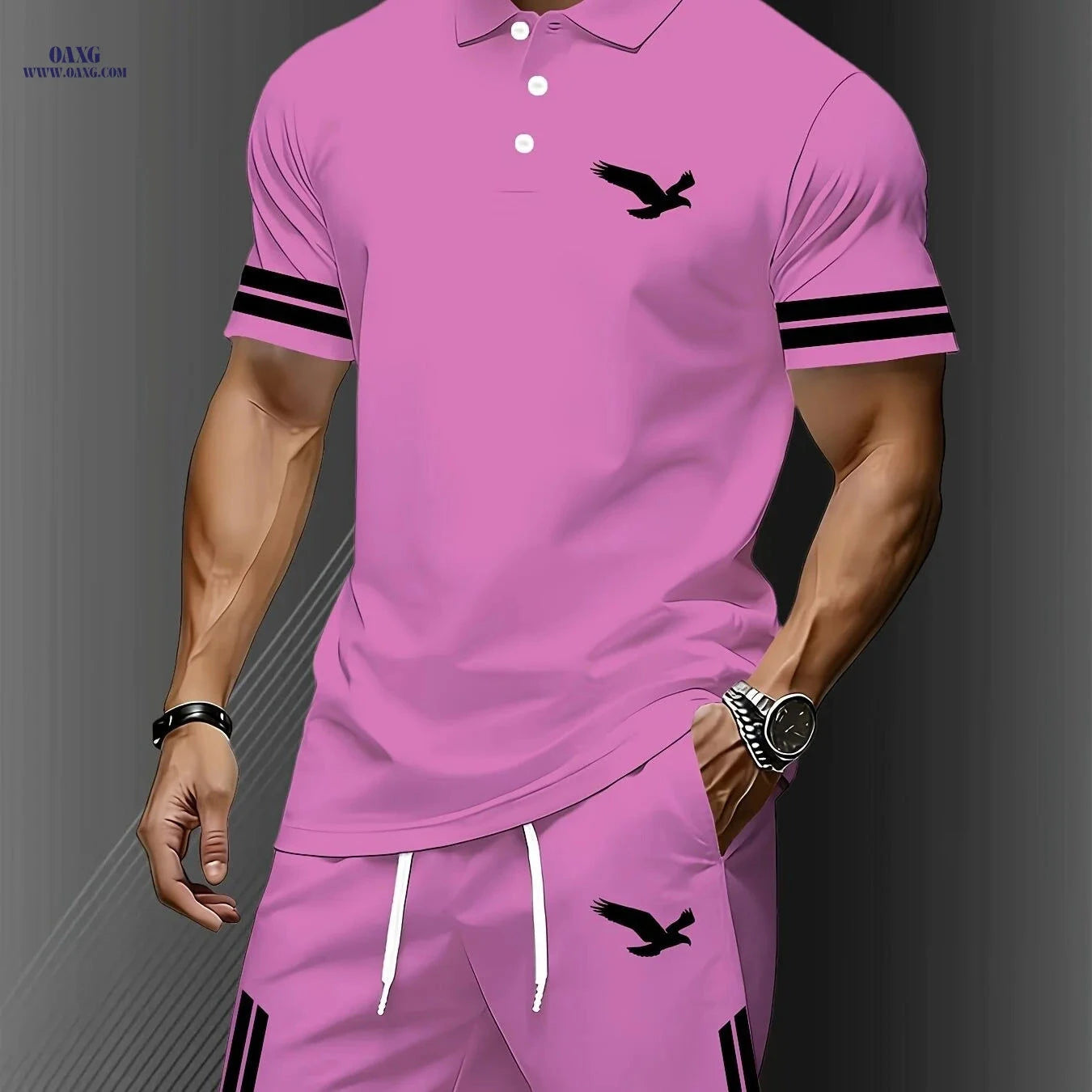 Men's Lightweight Quick-Dry Polo Set - Perfect for Outdoor Leisure   OAXG 
