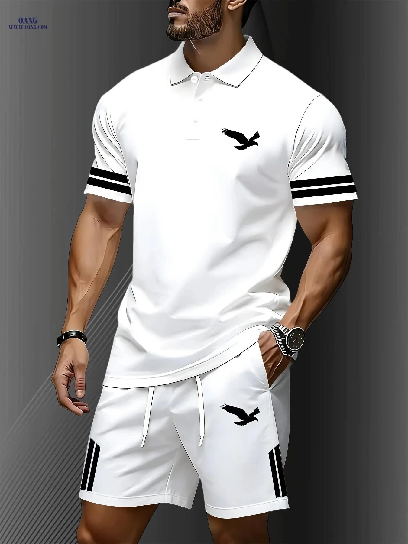 Men's Lightweight Quick-Dry Polo Set - Perfect for Outdoor Leisure   OAXG Grey / FR S