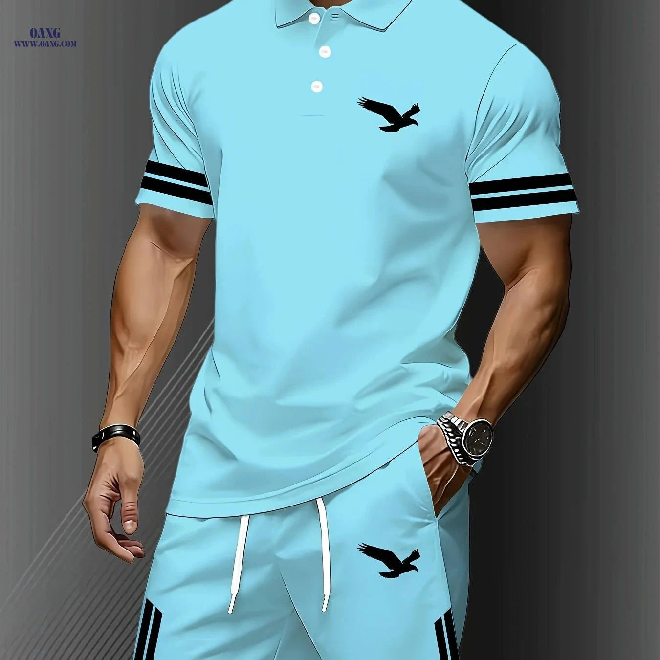 Men's Lightweight Quick-Dry Polo Set - Perfect for Outdoor Leisure   OAXG Grey / FR S