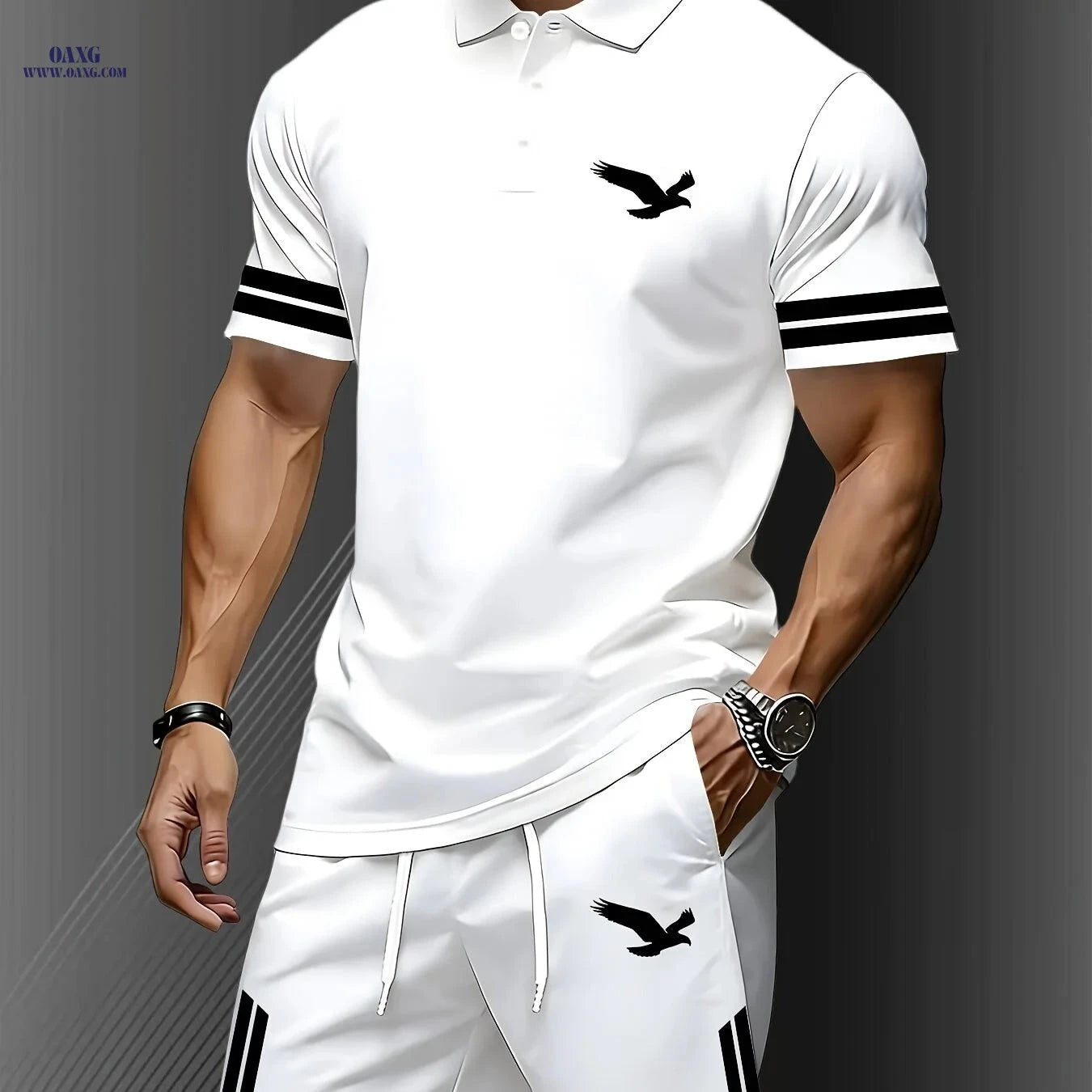 Men's Lightweight Quick-Dry Polo Set - Perfect for Outdoor Leisure   OAXG Grey / FR S
