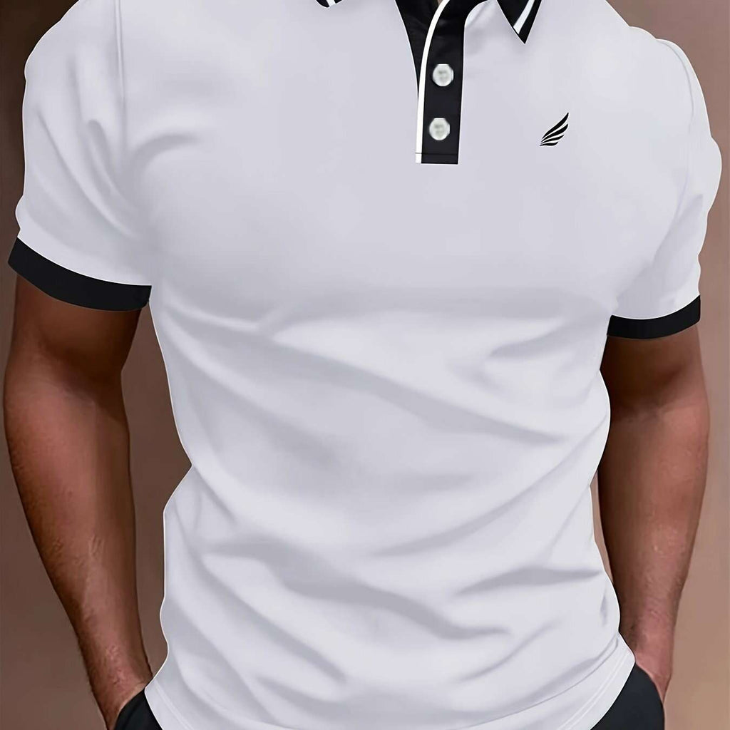 Men's Lightweight Summer Shirt - Breathable Short Sleeve Golf Tee   OAXG White+black / S