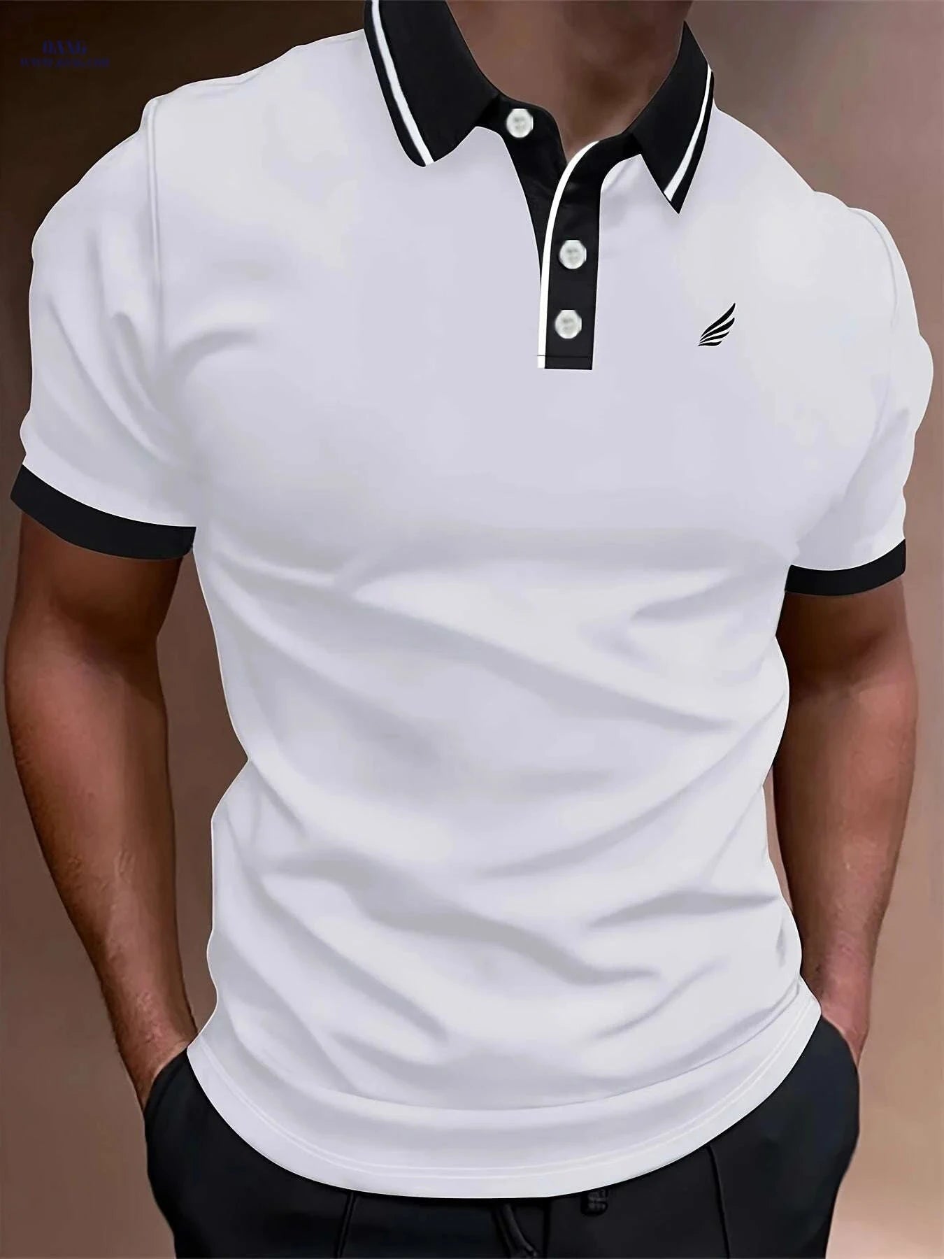 Men's Lightweight Summer Shirt - Breathable Short Sleeve Golf Tee   OAXG White+black / S