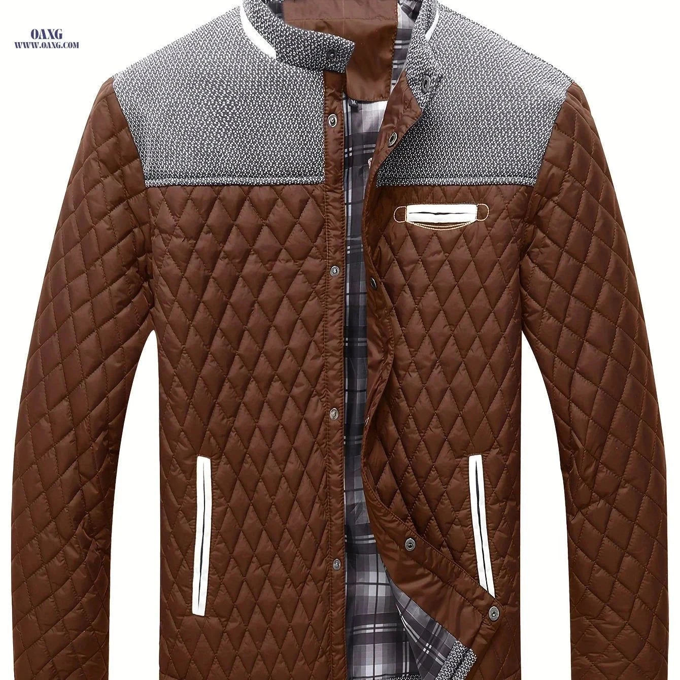Men's Lightweight Warm Jacket - Polyester Color Block Design   OAXG Black / FR S