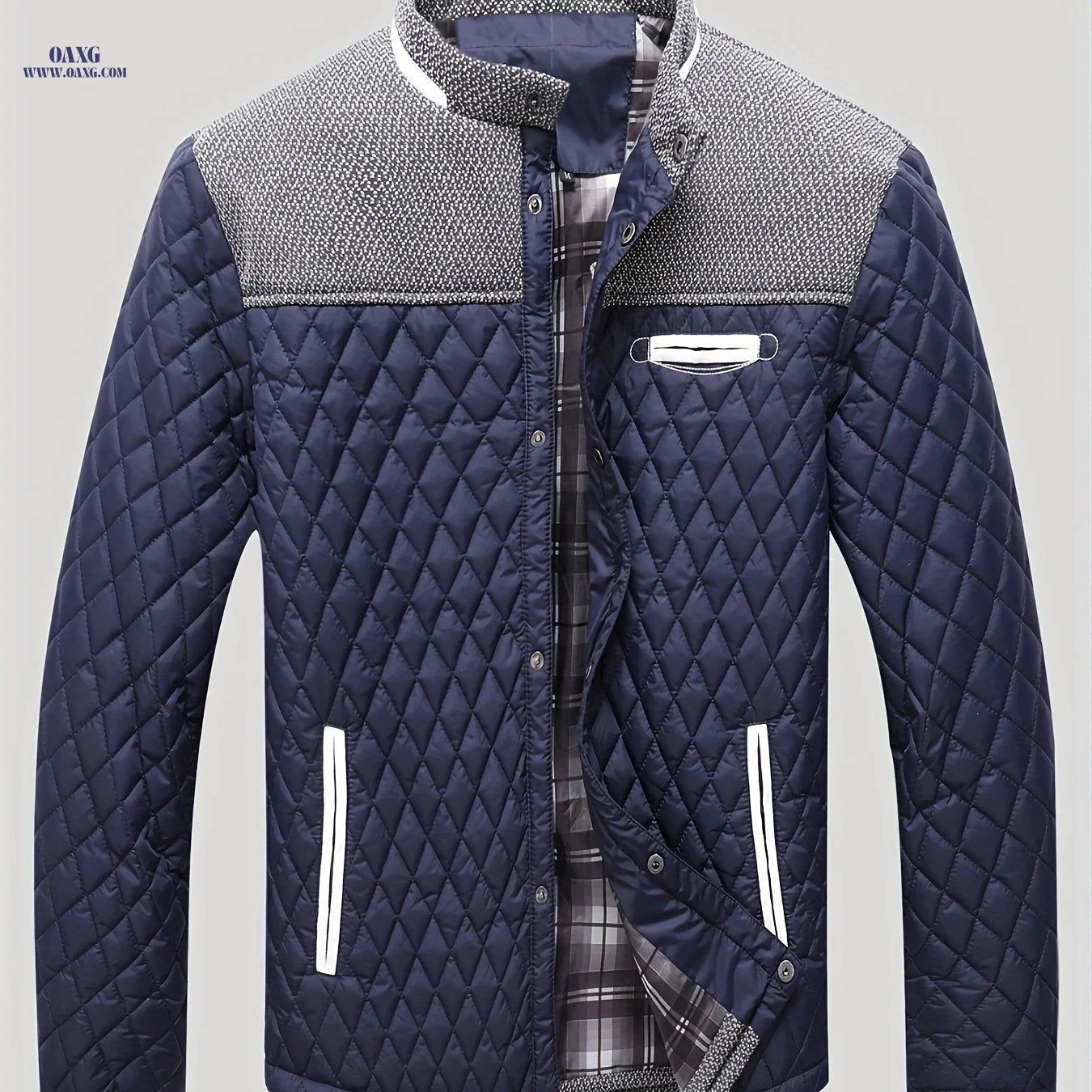 Men's Lightweight Warm Jacket - Polyester Color Block Design   OAXG Black / FR S