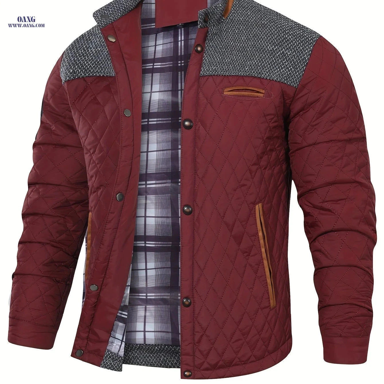 Men's Lightweight Warm Jacket - Polyester Color Block Design   OAXG Black / FR S