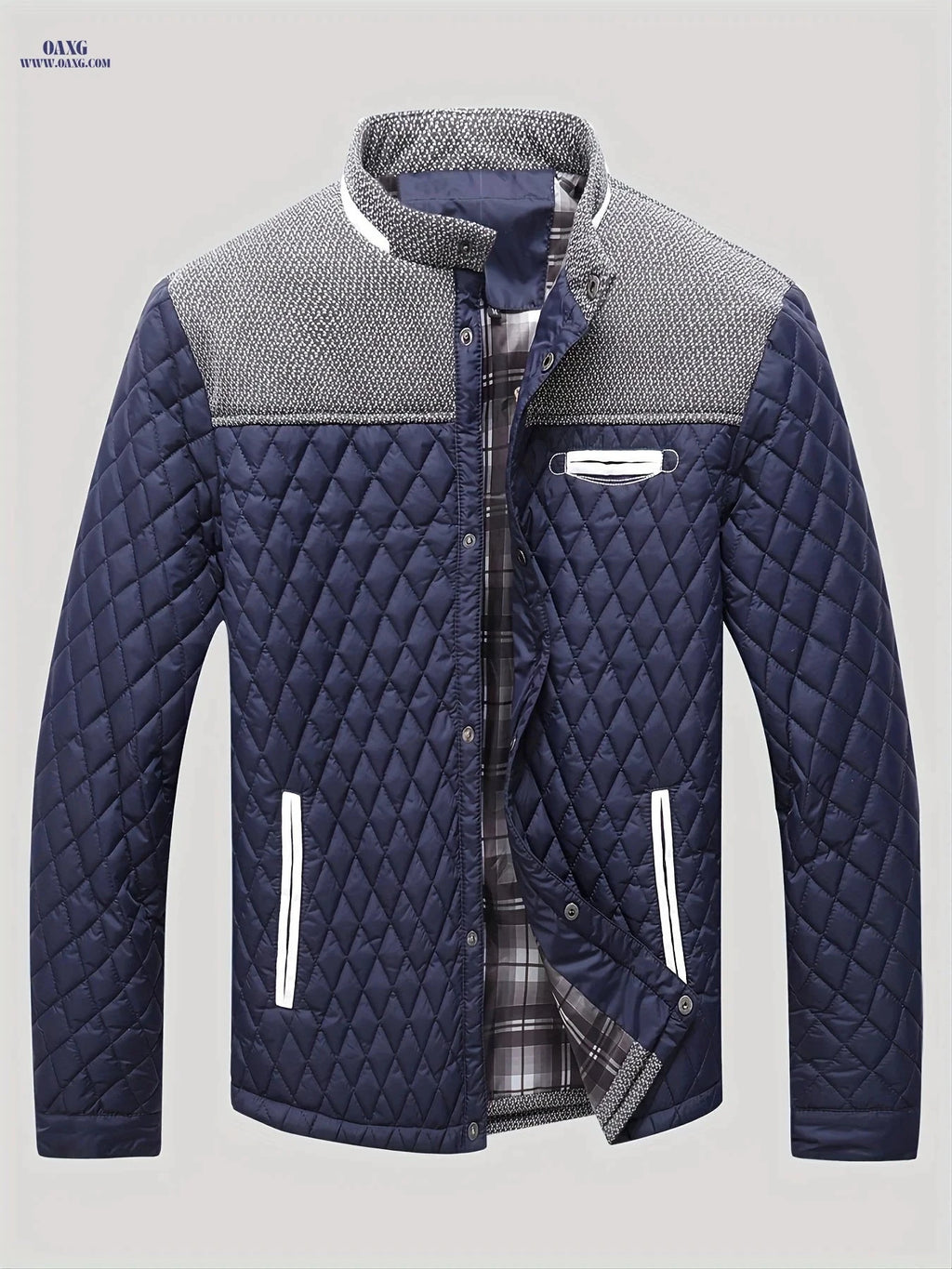 Men's Lightweight Warm Jacket - Polyester Color Block Design   OAXG Black / FR S