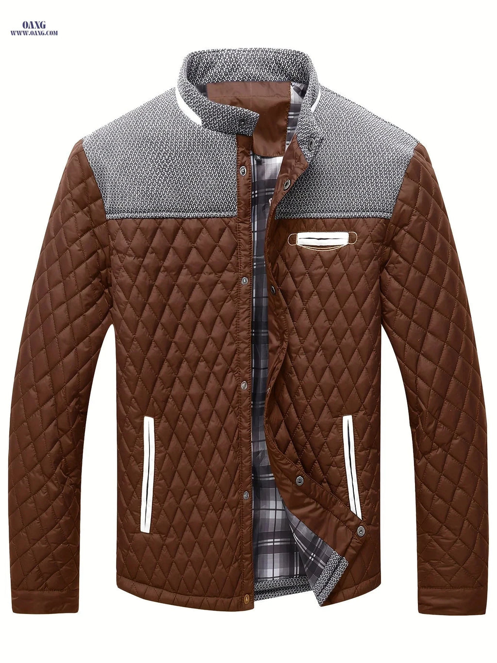 Men's Lightweight Warm Jacket - Polyester Color Block Design   OAXG Black / FR S