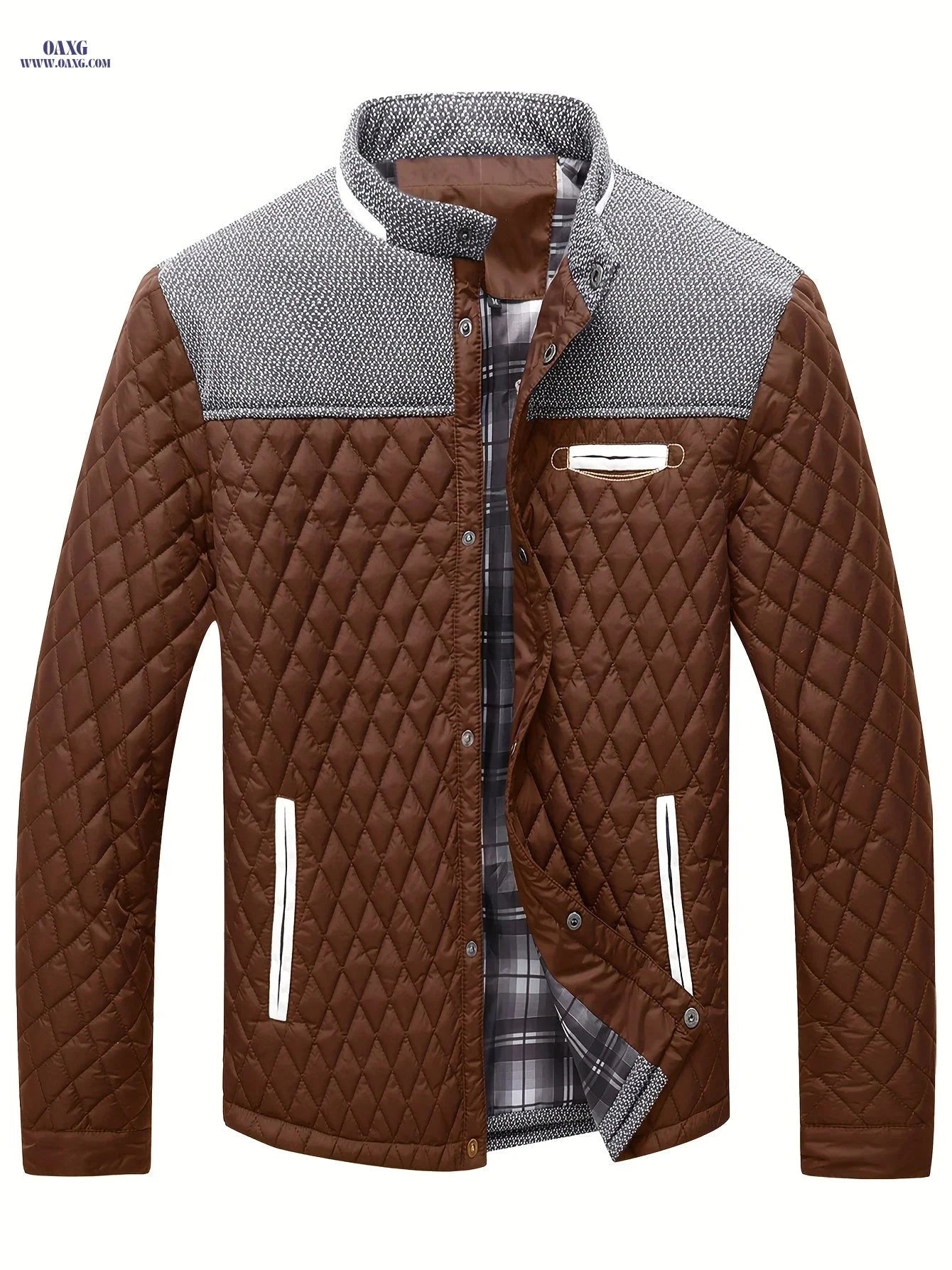 Men's Lightweight Warm Jacket - Polyester Color Block Design   OAXG Black / FR S