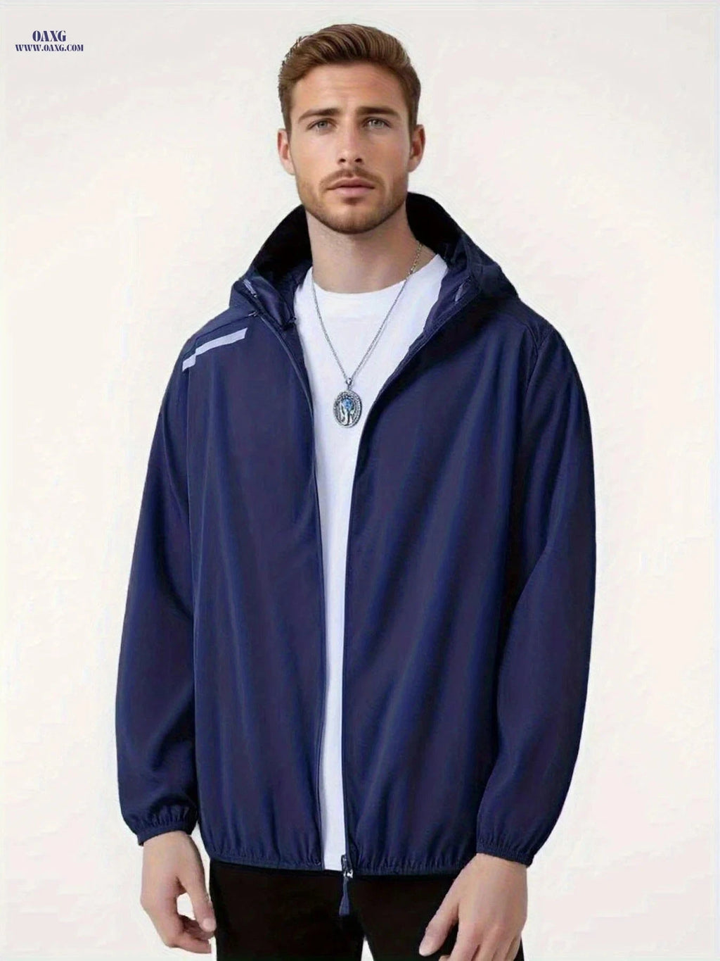Men's Lightweight Windproof Hooded Jacket - Breathable & Casual Fit   OAXG Black / FR S