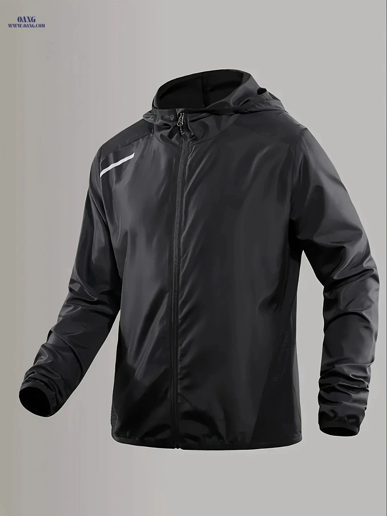 Men's Lightweight Windproof Hooded Jacket - Breathable & Casual Fit   OAXG Black / FR S